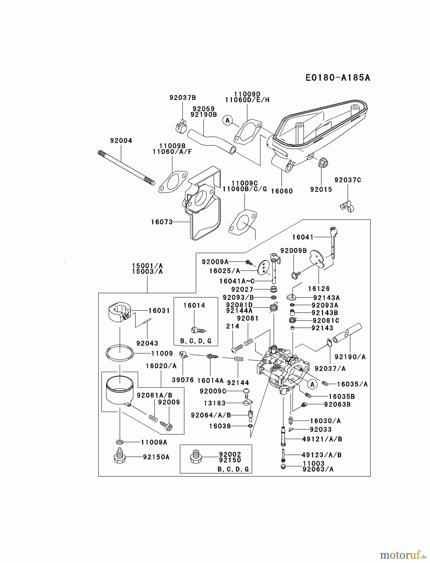  Kawasaki Motoren Motoren Vertikal FA210V - AS02 bis FH641V - DS24 FC540V-HS03 - Kawasaki FC540V 4-Stroke Engine CARBURETOR #2