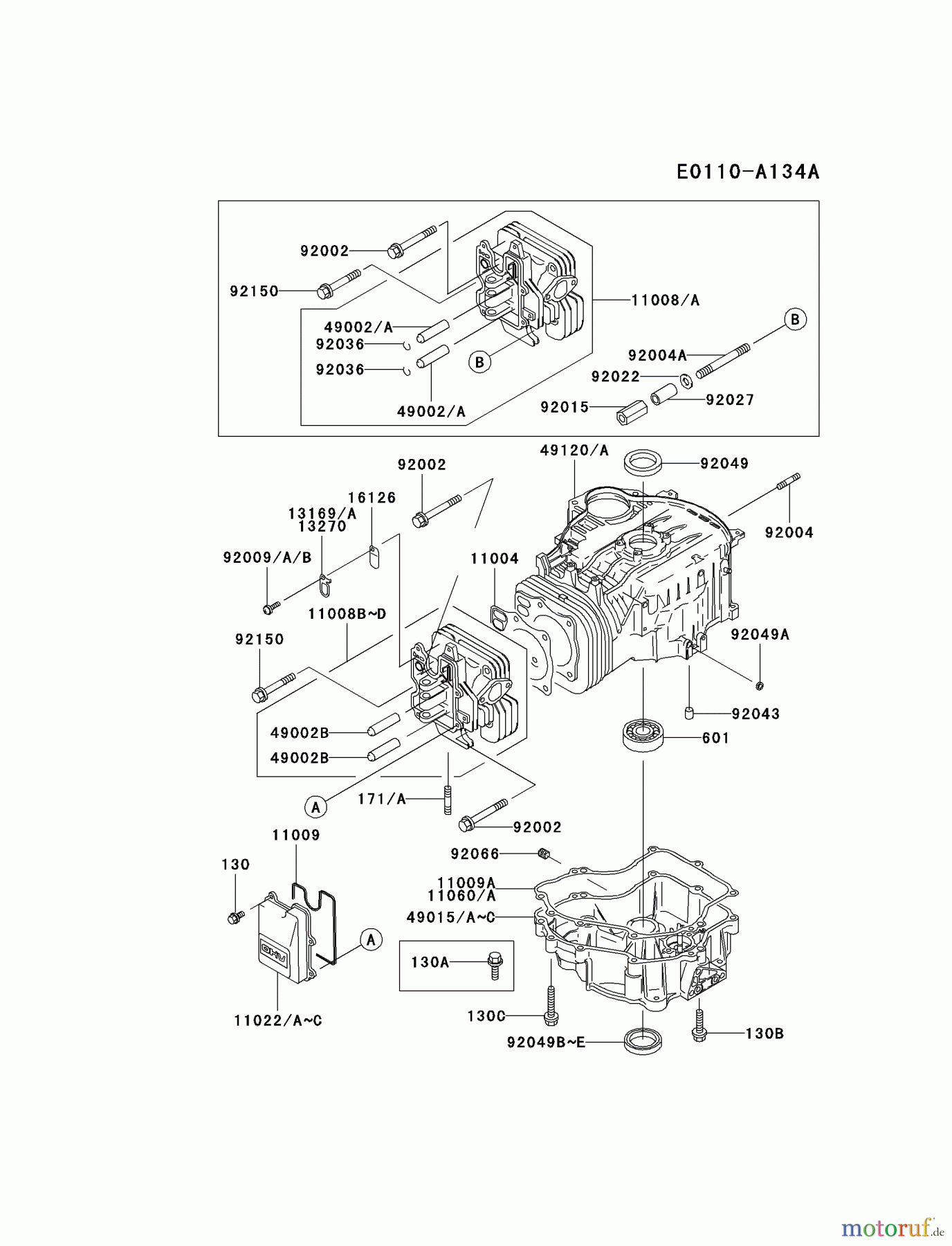  Kawasaki Motoren Motoren Vertikal FA210V - AS02 bis FH641V - DS24 FC540V-DS03 - Kawasaki FC540V 4-Stroke Engine CYLINDER/CRANKCASE #1