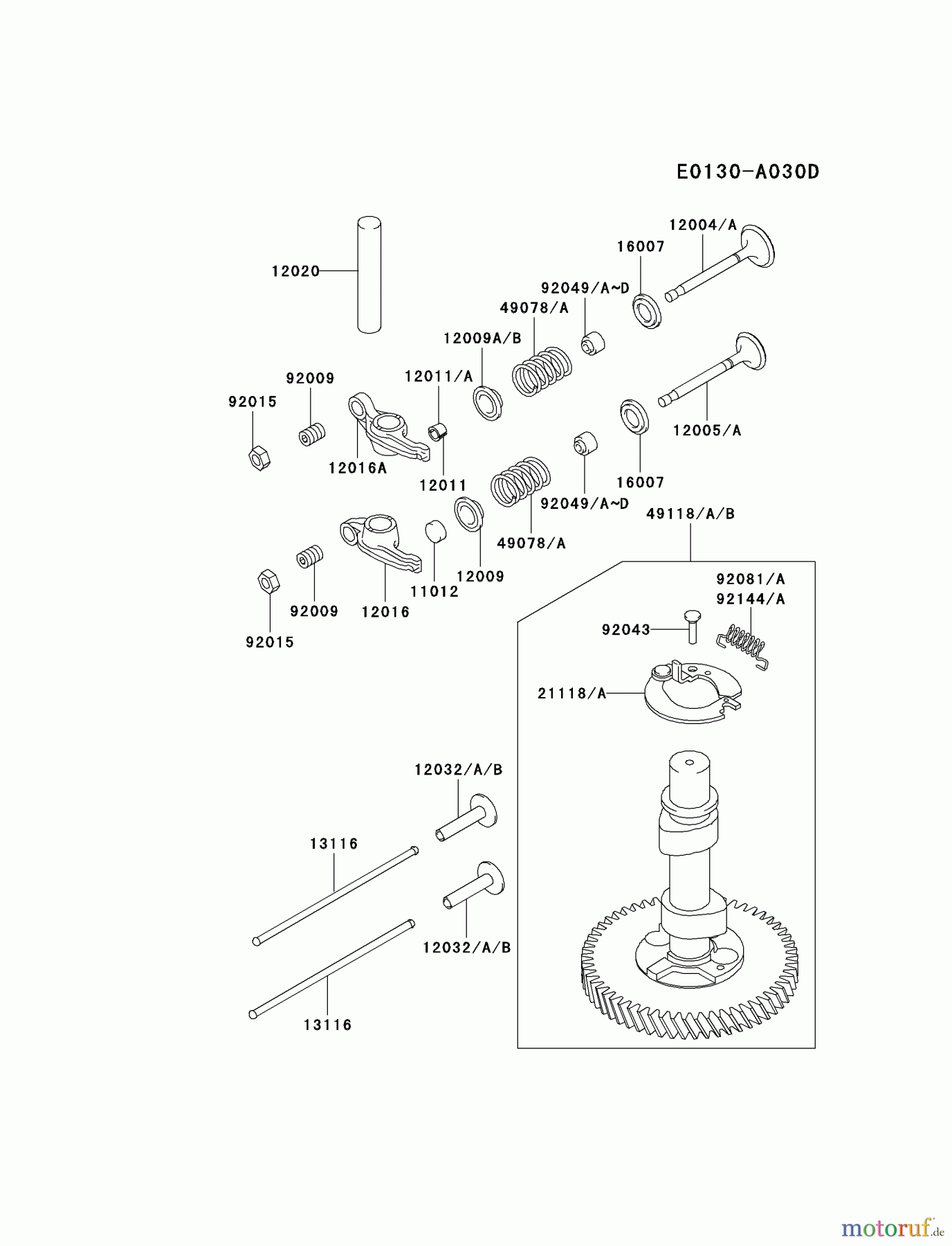  Kawasaki Motoren Motoren Vertikal FA210V - AS02 bis FH641V - DS24 FC540V-DS03 - Kawasaki FC540V 4-Stroke Engine VALVE/CAMSHAFT