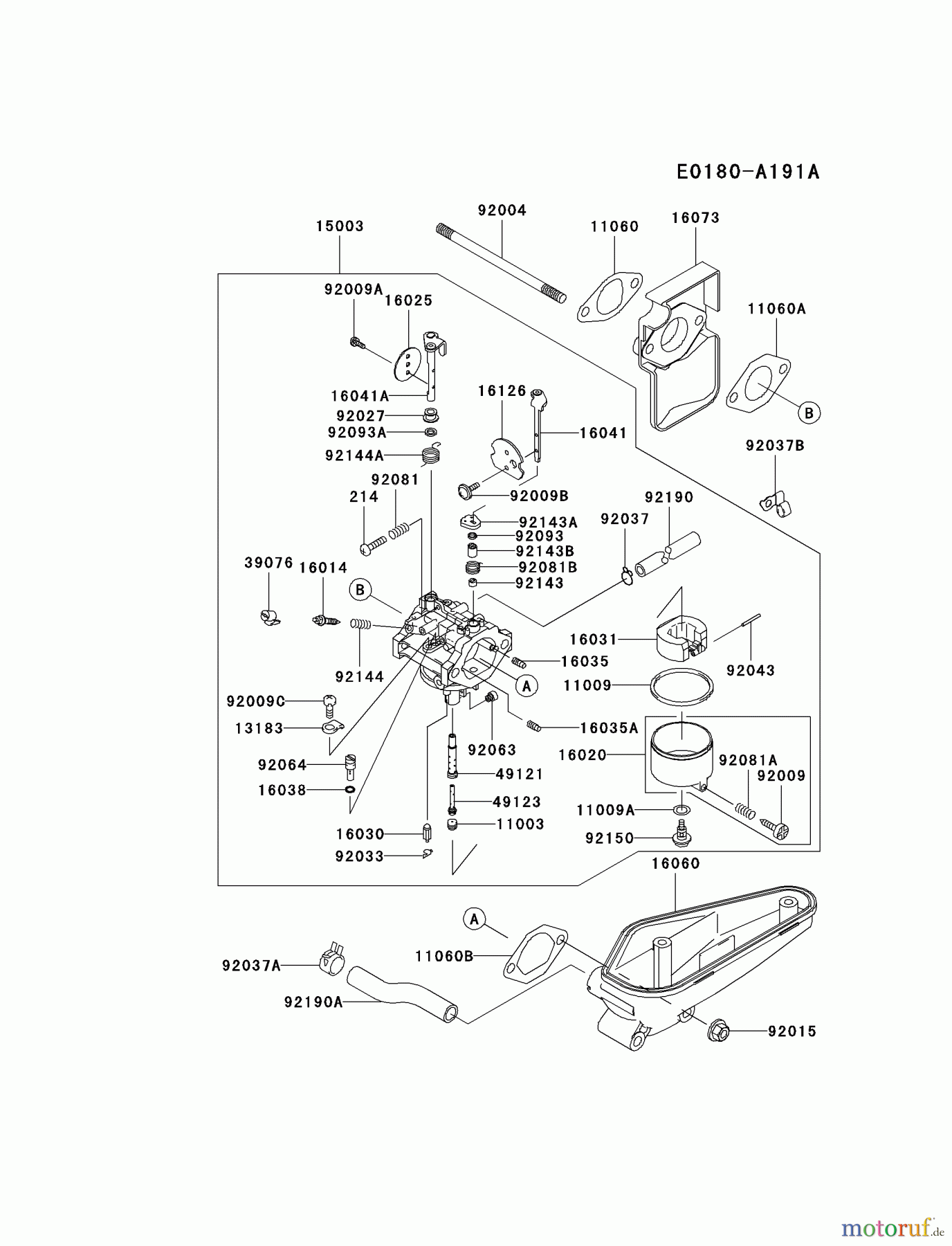  Kawasaki Motoren Motoren Vertikal FA210V - AS02 bis FH641V - DS24 FC540V-LS03 - Kawasaki FC540V 4-Stroke Engine CARBURETOR #2