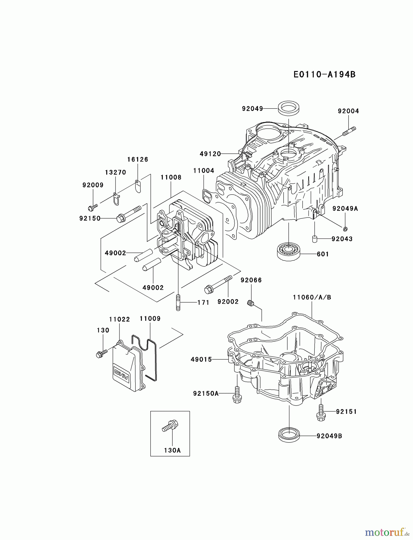  Kawasaki Motoren Motoren Vertikal FA210V - AS02 bis FH641V - DS24 FC540V-JS03 - Kawasaki FC540V 4-Stroke Engine CYLINDER/CRANKCASE