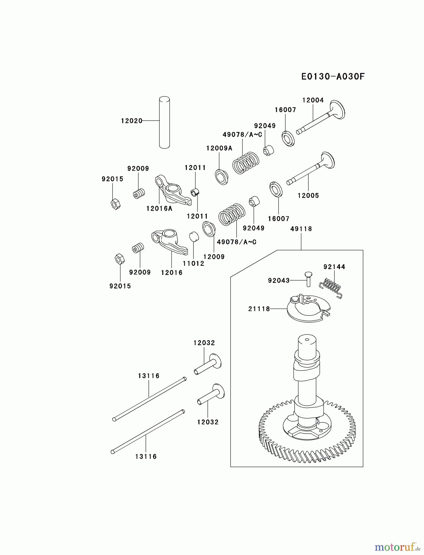  Kawasaki Motoren Motoren Vertikal FA210V - AS02 bis FH641V - DS24 FC540V-ES13 - Kawasaki FC540V 4-Stroke Engine VALVE/CAMSHAFT