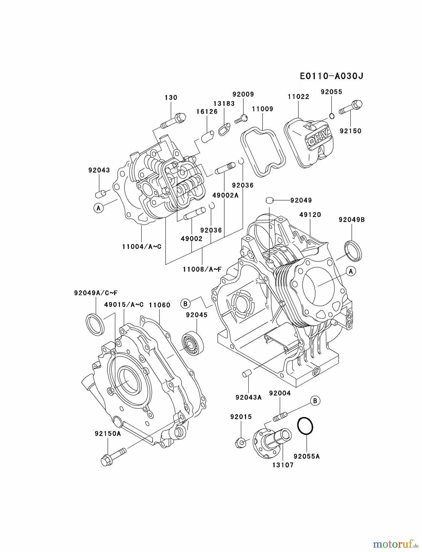  Kawasaki Geräte Stromerzeuger GEF00A-AS00 (GE5000AS) - Kawasaki Generator CYLINDER/CRANKCASE #2