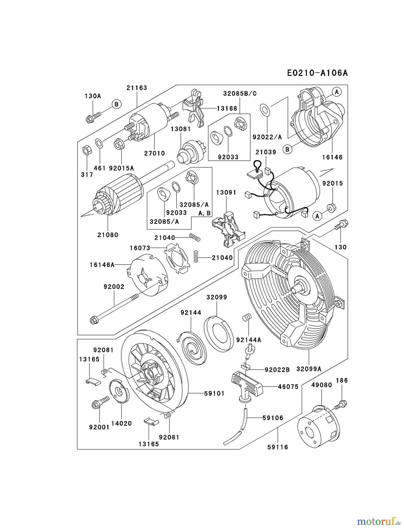  Kawasaki Geräte Stromerzeuger GEF00A-BS00 (GE5000AS) - Kawasaki Generator STARTER