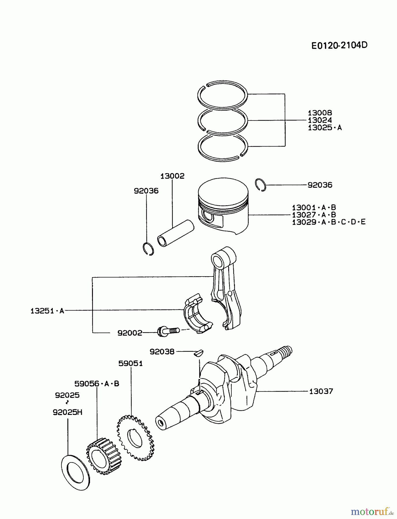  Kawasaki Geräte Stromerzeuger GER50A-AS00 (GE4500AS) - Kawasaki Generator PISTON/CRANKSHAFT