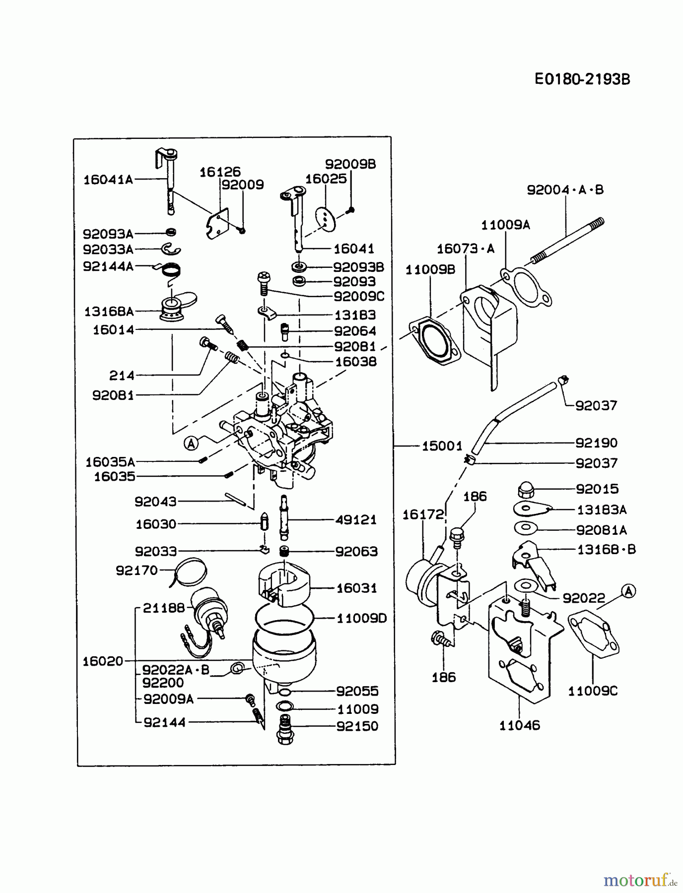  Kawasaki Geräte Stromerzeuger GER50A-AS00 (GE4500AS) - Kawasaki Generator CARBURETOR #2