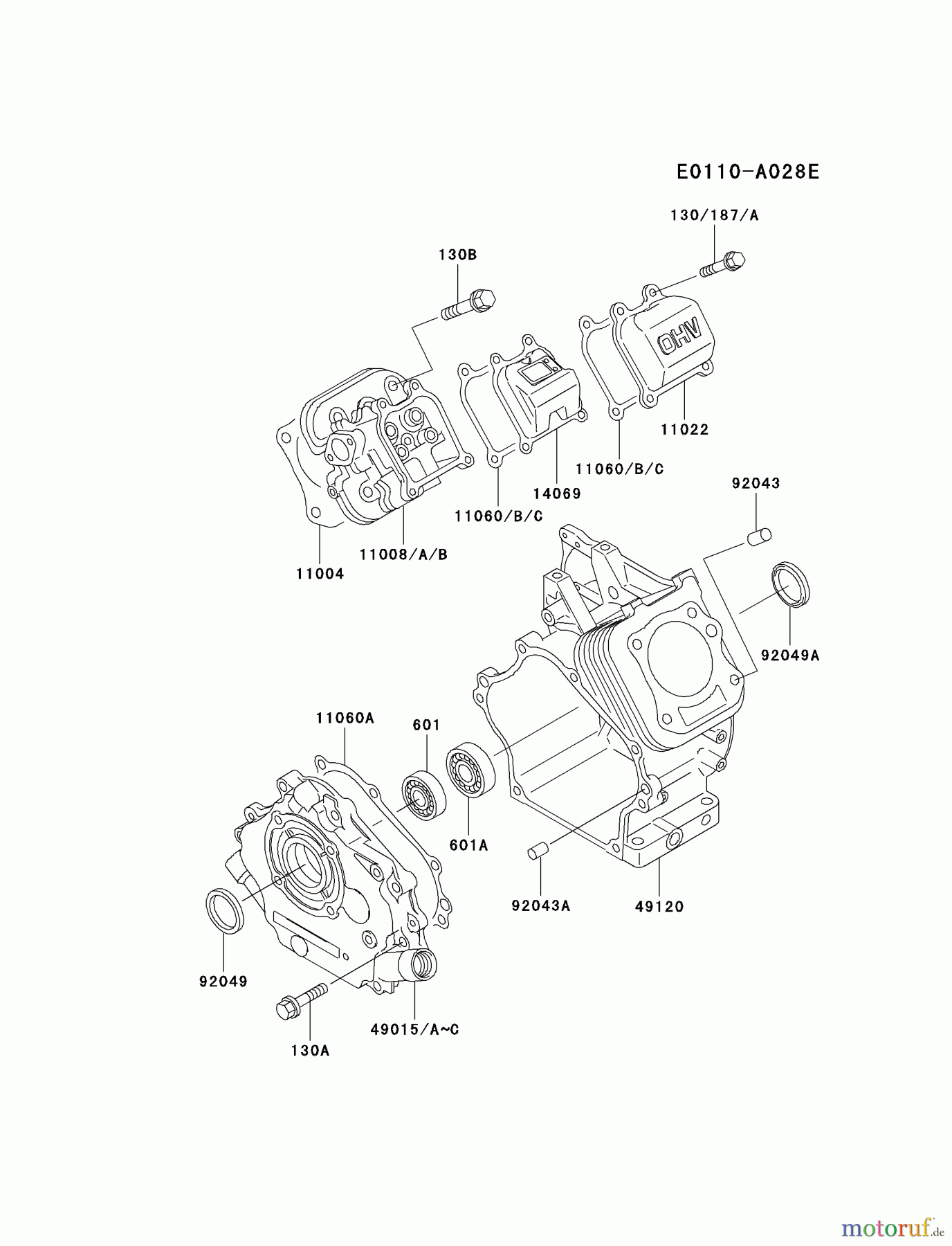  Kawasaki Geräte Stromerzeuger GEW90A-DS01 (GE2900A) - Kawasaki Generator CYLINDER/CRANKCASE