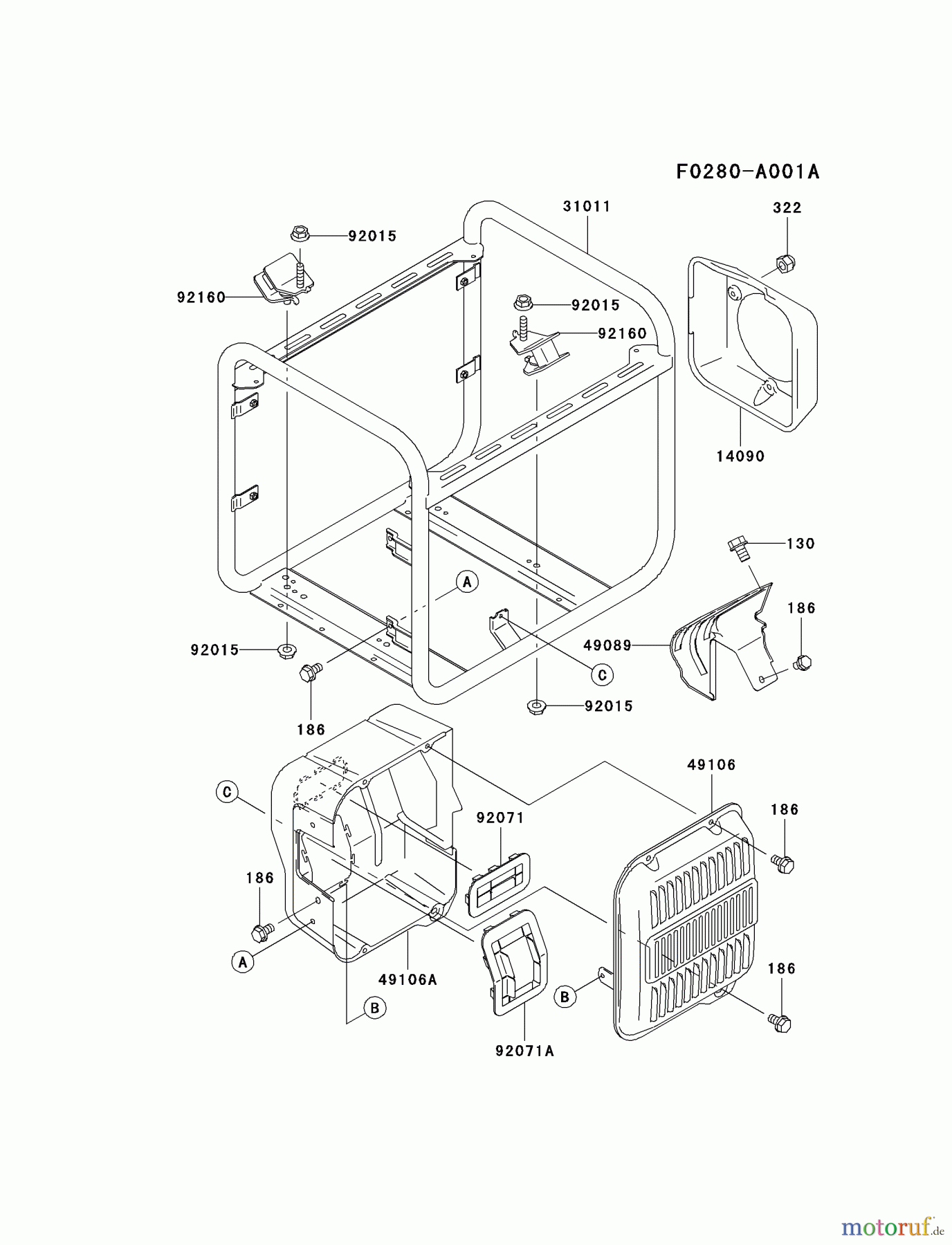  Kawasaki Geräte Stromerzeuger GEW90A-BS01 (GE2900A) - Kawasaki Generator FRAME #2