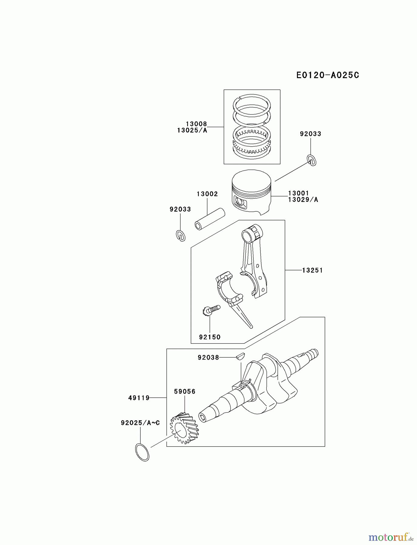  Kawasaki Geräte Stromerzeuger GEW90A-DS01 (GE2900A) - Kawasaki Generator PISTON/CRANKSHAFT