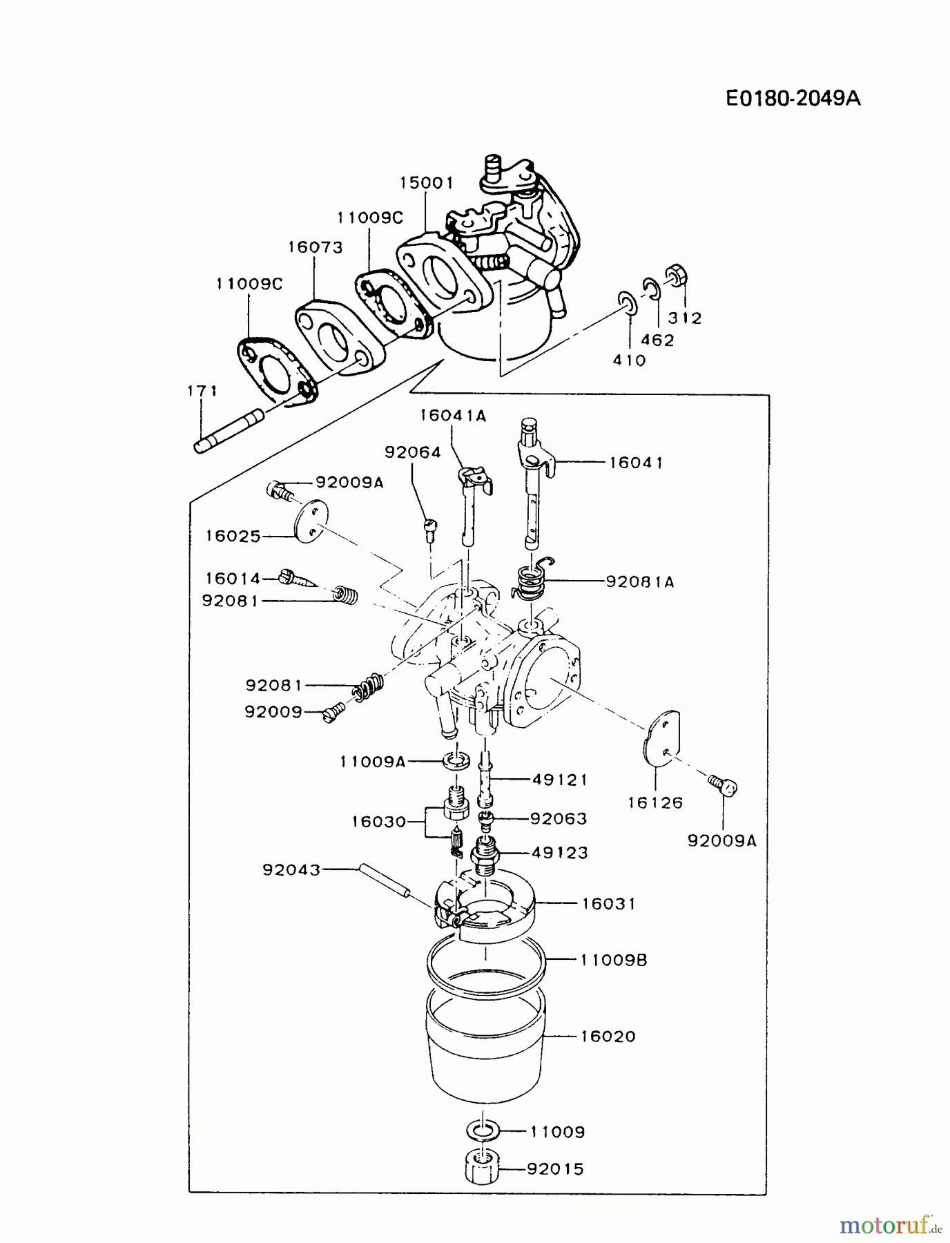  Kawasaki Geräte Stromerzeuger GZF00A-FS00 (KG5000) - Kawasaki Generator CARBURETOR