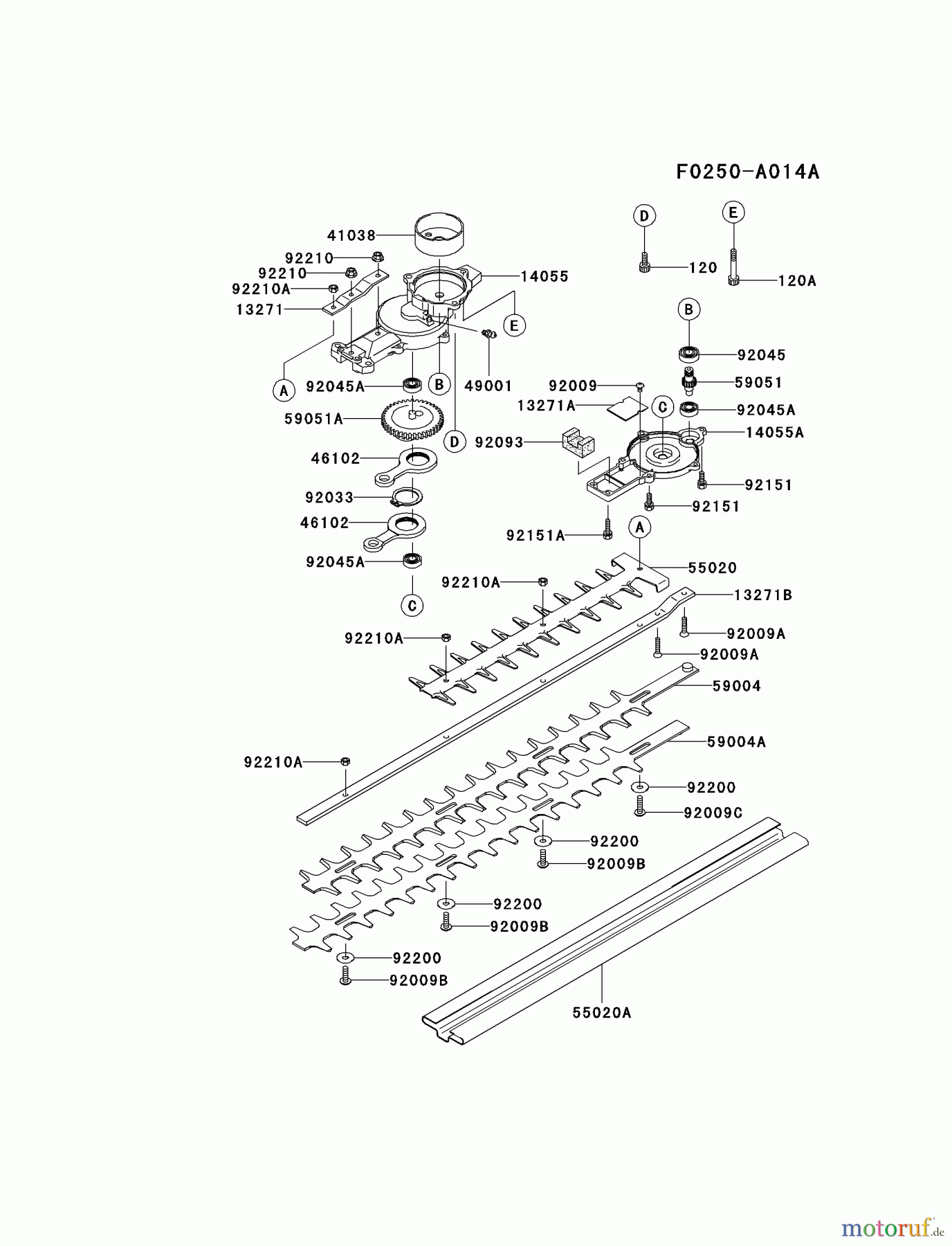  Kawasaki Geräte Heckenscheren HB600A-AS00 (KHD600A) - Kawasaki Hedge Trimmer CASE/CUTTER