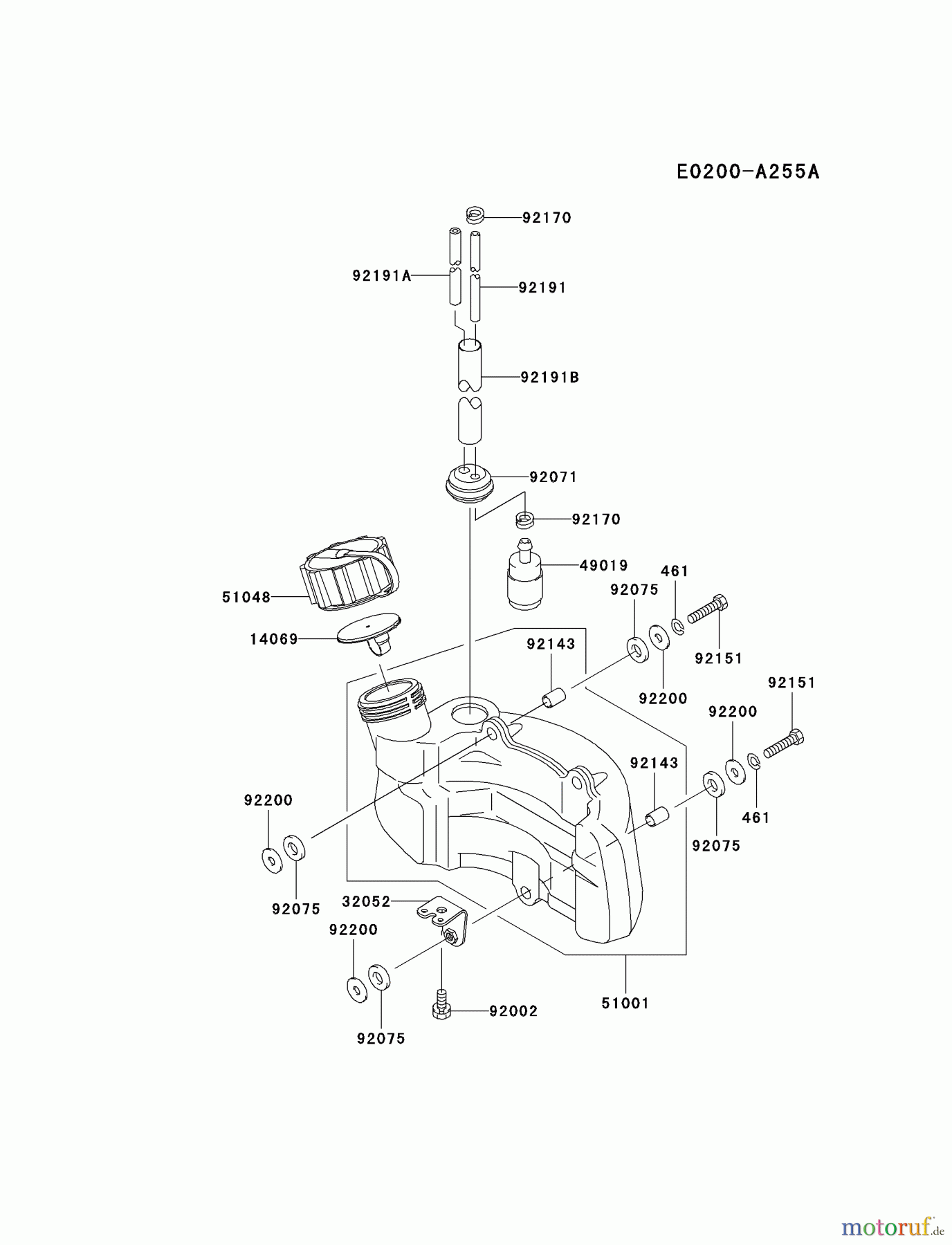  Kawasaki Geräte Heckenscheren HB600A-AS00 (KHD600A) - Kawasaki Hedge Trimmer FUEL-TANK/FUEL-VALVE