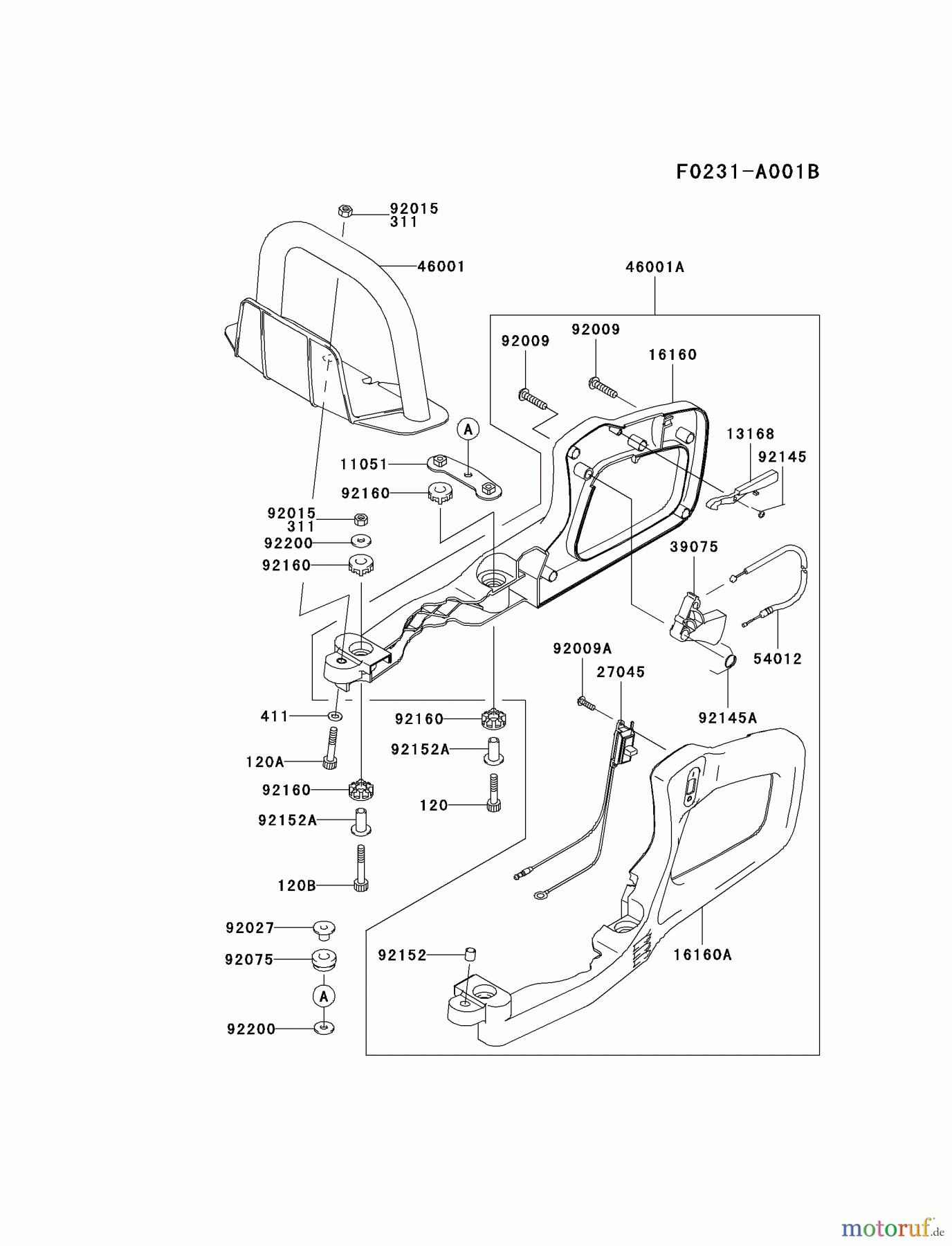  Kawasaki Geräte Heckenscheren HB600A-AS00 (KHD600A) - Kawasaki Hedge Trimmer HANDLE