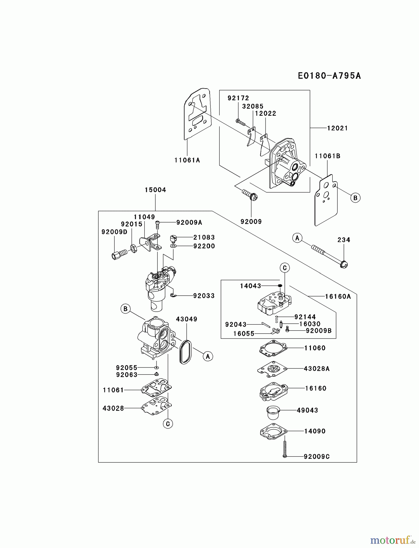  Kawasaki Geräte Trimmer, Faden / Bürste KTF27B-A1 (KTF27B) - Kawasaki Grass Trimmer CARBURETOR