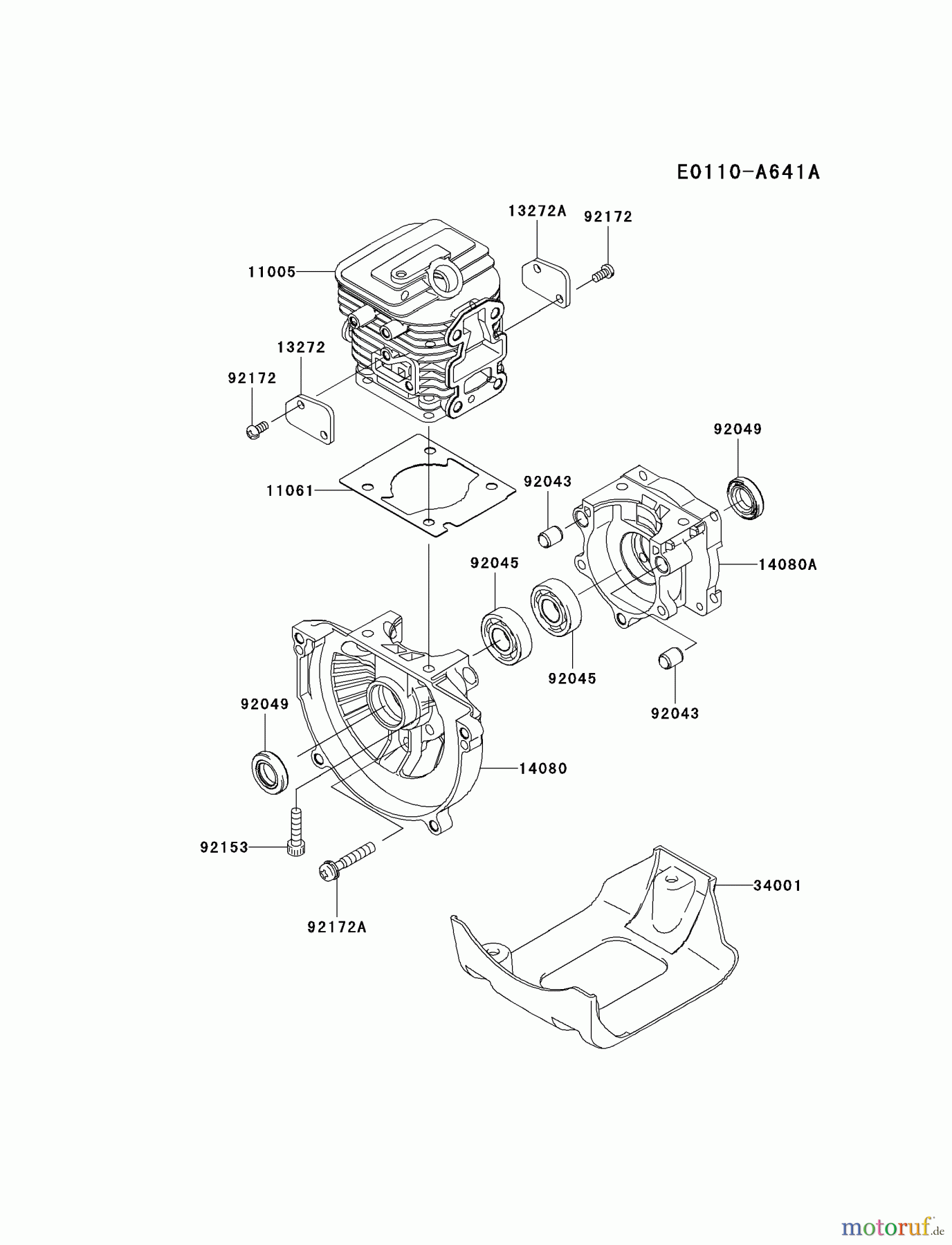  Kawasaki Geräte Trimmer, Faden / Bürste KTF27B-A1 (KTF27B) - Kawasaki Grass Trimmer CYLINDER/CRANKCASE