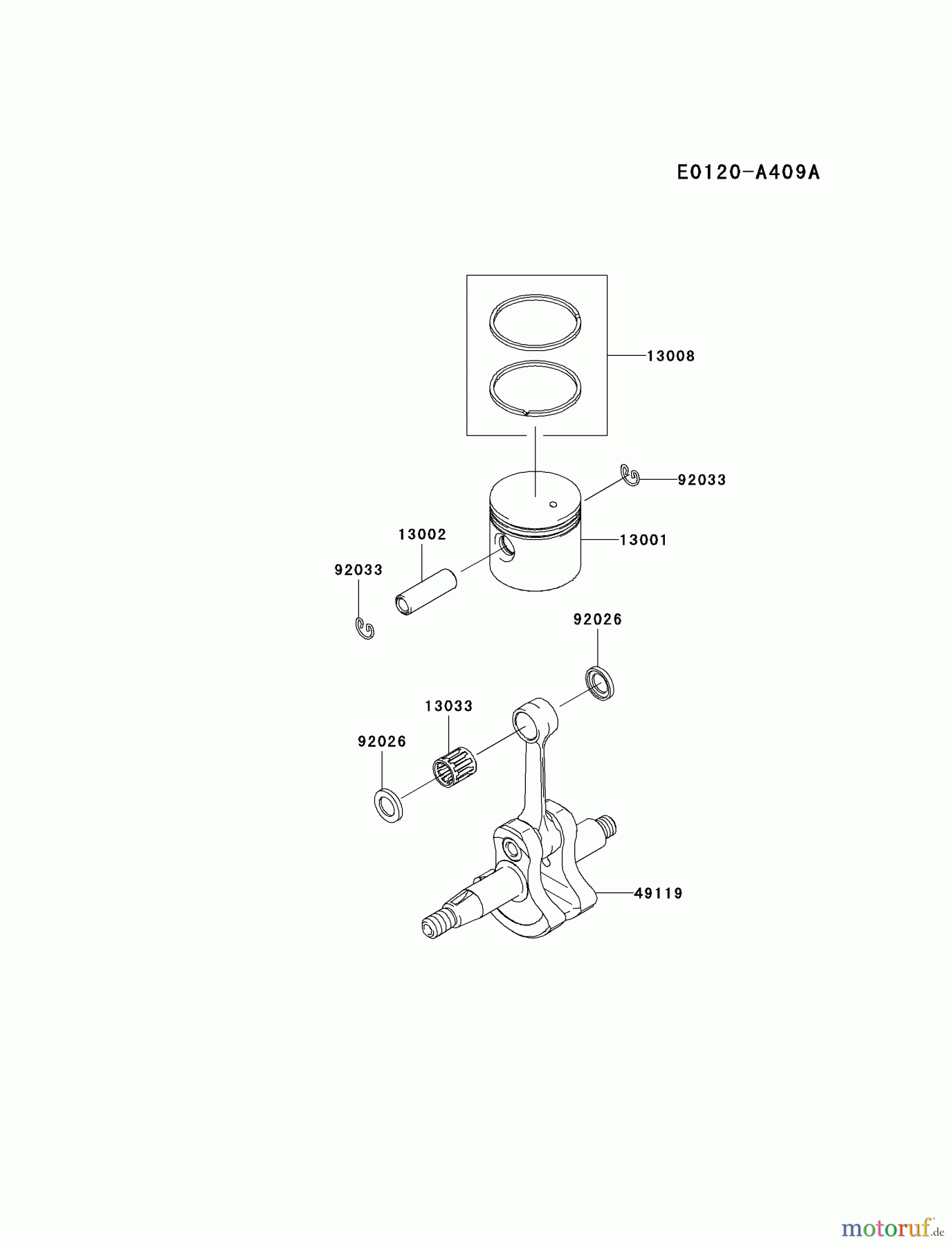  Kawasaki Geräte Trimmer, Faden / Bürste KTF27B-A1 (KTF27B) - Kawasaki Grass Trimmer PISTON/CRANKSHAFT