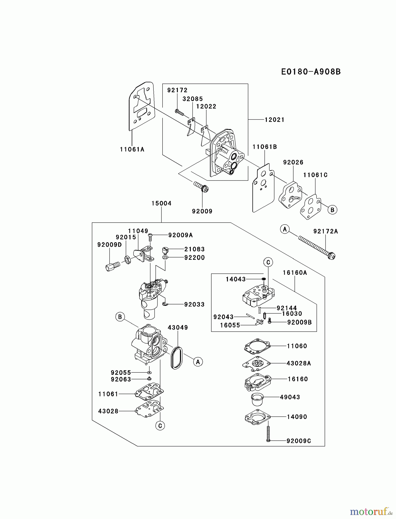  Kawasaki Geräte Trimmer, Faden / Bürste KTFR27A-A3 (KTFR27A) - Kawasaki Grass Trimmer CARBURETOR