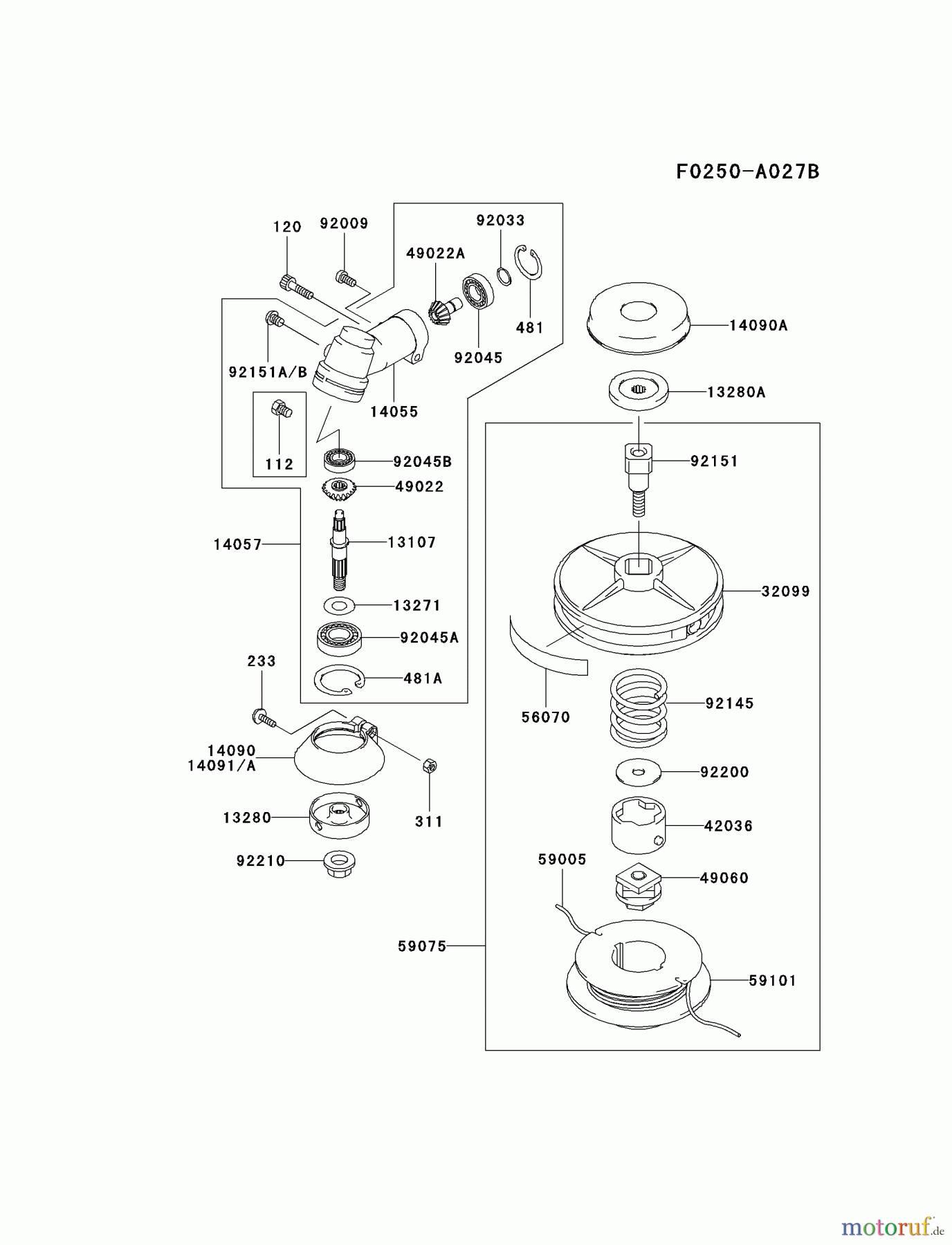  Kawasaki Geräte Trimmer, Faden / Bürste HA023F-BS01 (KBL23A) - Kawasaki Brush Cutter CASE/CUTTER