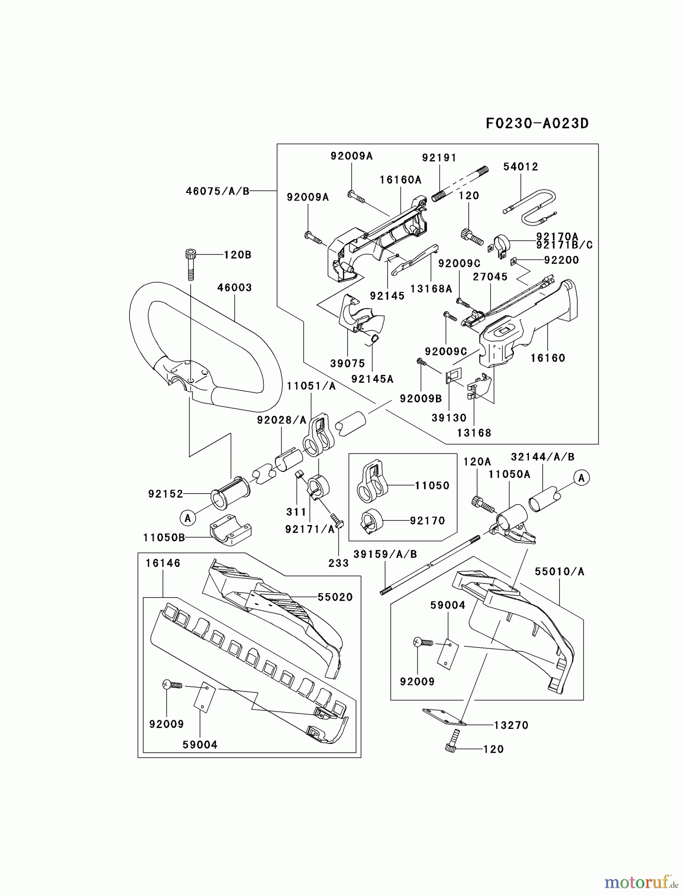  Kawasaki Geräte Trimmer, Faden / Bürste HA023F-AS01 (KBL23A) - Kawasaki Brush Cutter PIPE/HANDLE/GUARD