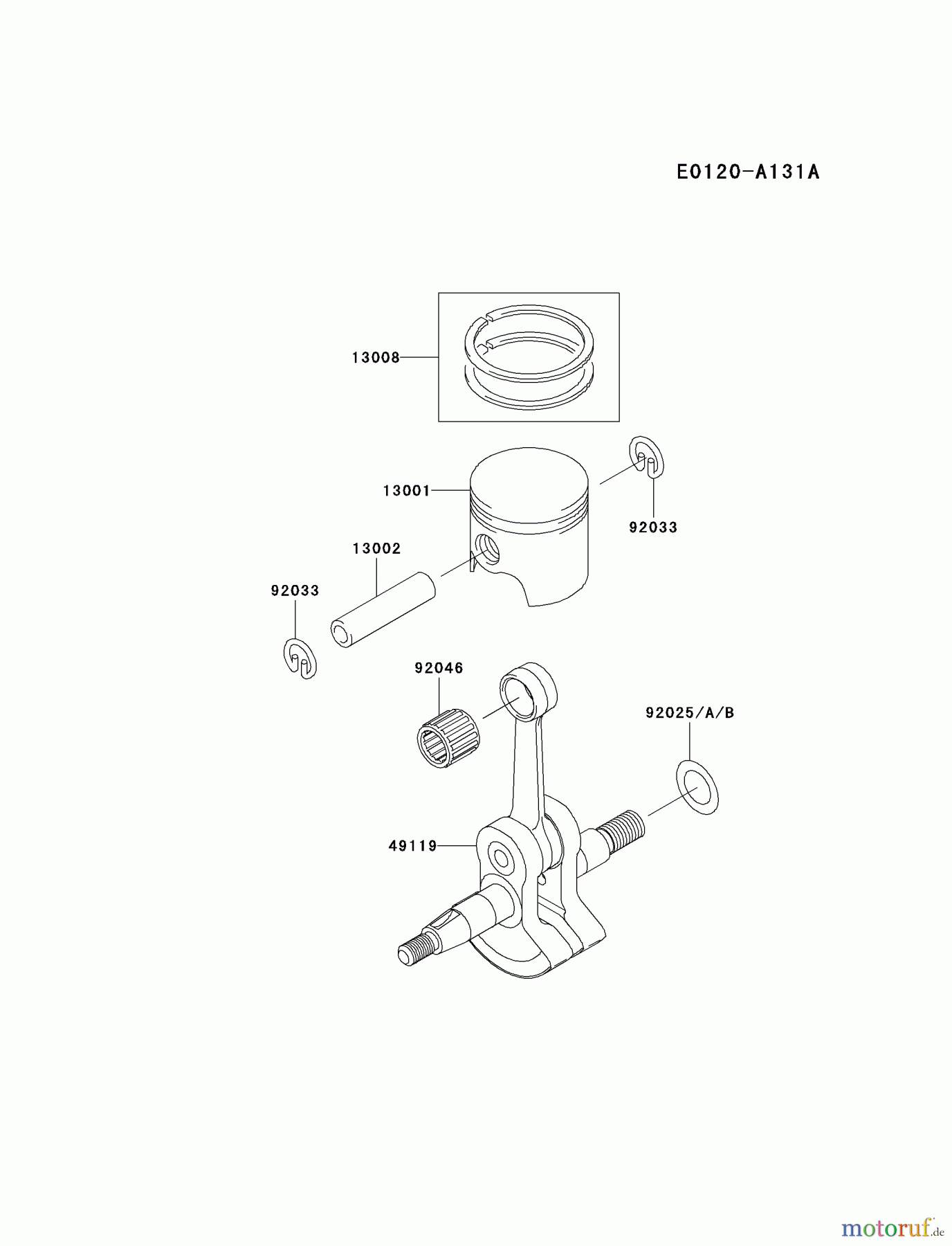  Kawasaki Geräte Trimmer, Faden / Bürste HA023F-AS01 (KBL23A) - Kawasaki Brush Cutter PISTON/CRANKSHAFT