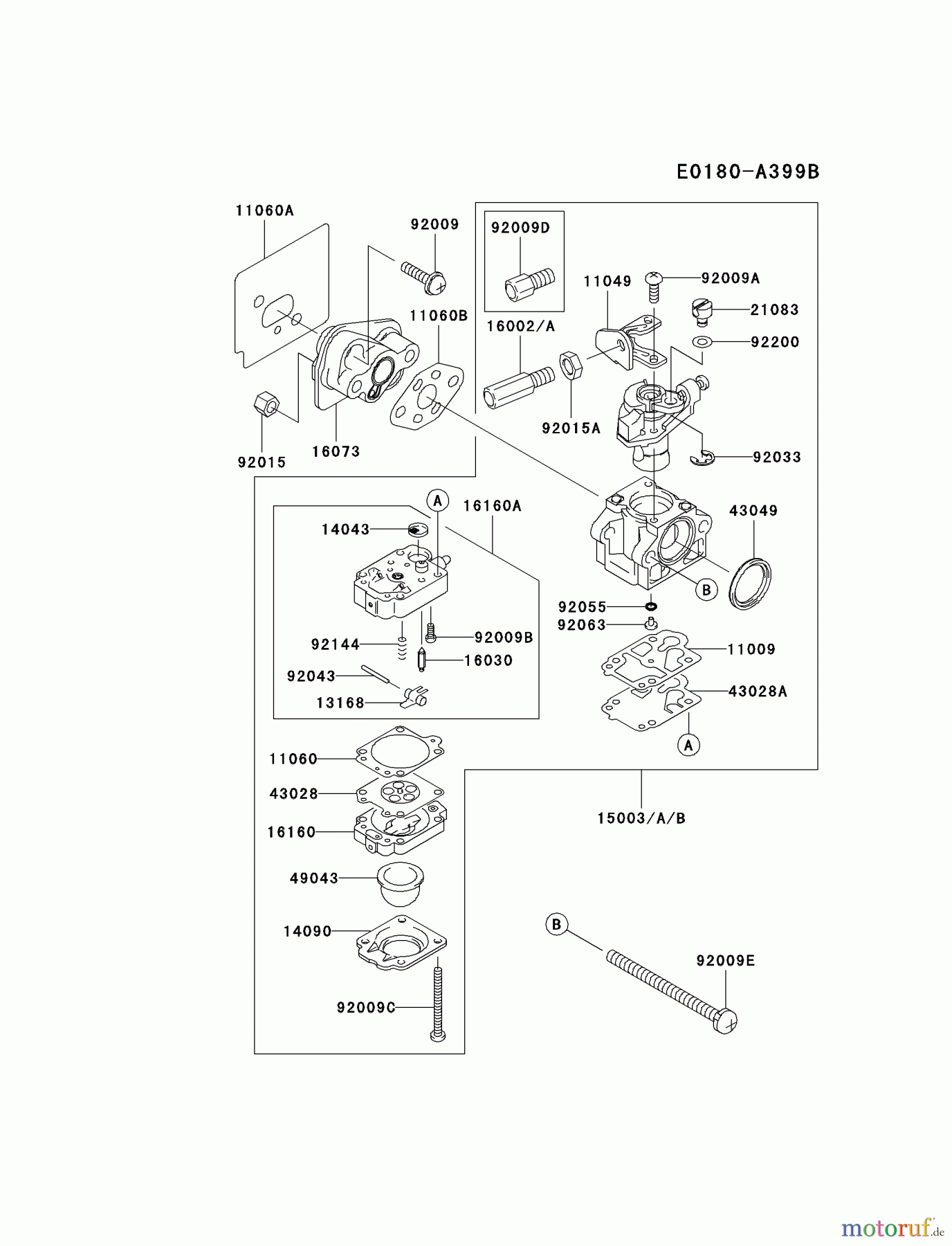  Kawasaki Geräte Trimmer, Faden / Bürste HA026F-BS01 (KBL26A) - Kawasaki Brush Cutter CARBURETOR