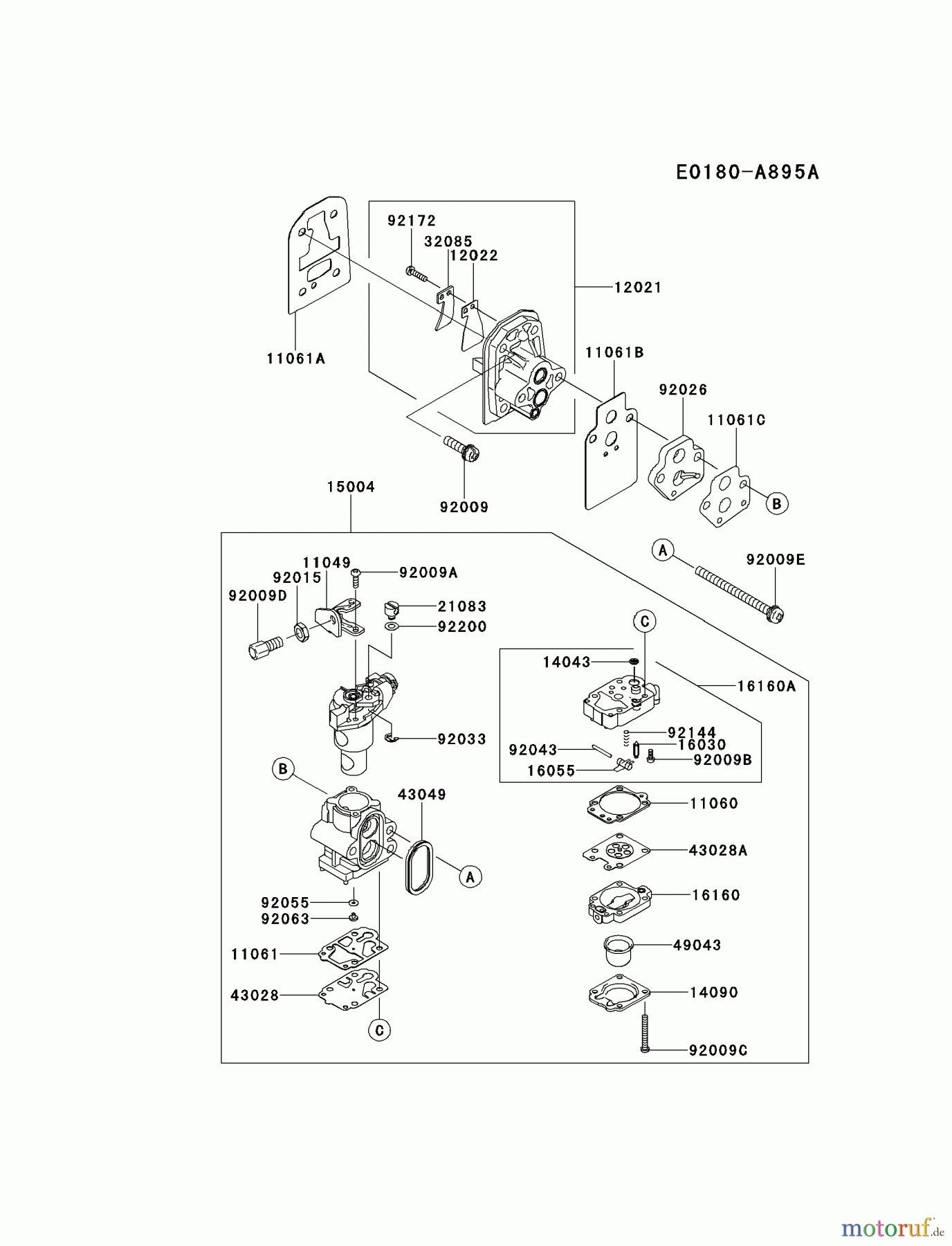  Kawasaki Geräte Trimmer, Faden / Bürste KBL27C-A3 (KBL27C) - Kawasaki Brush Cutter CARBURETOR