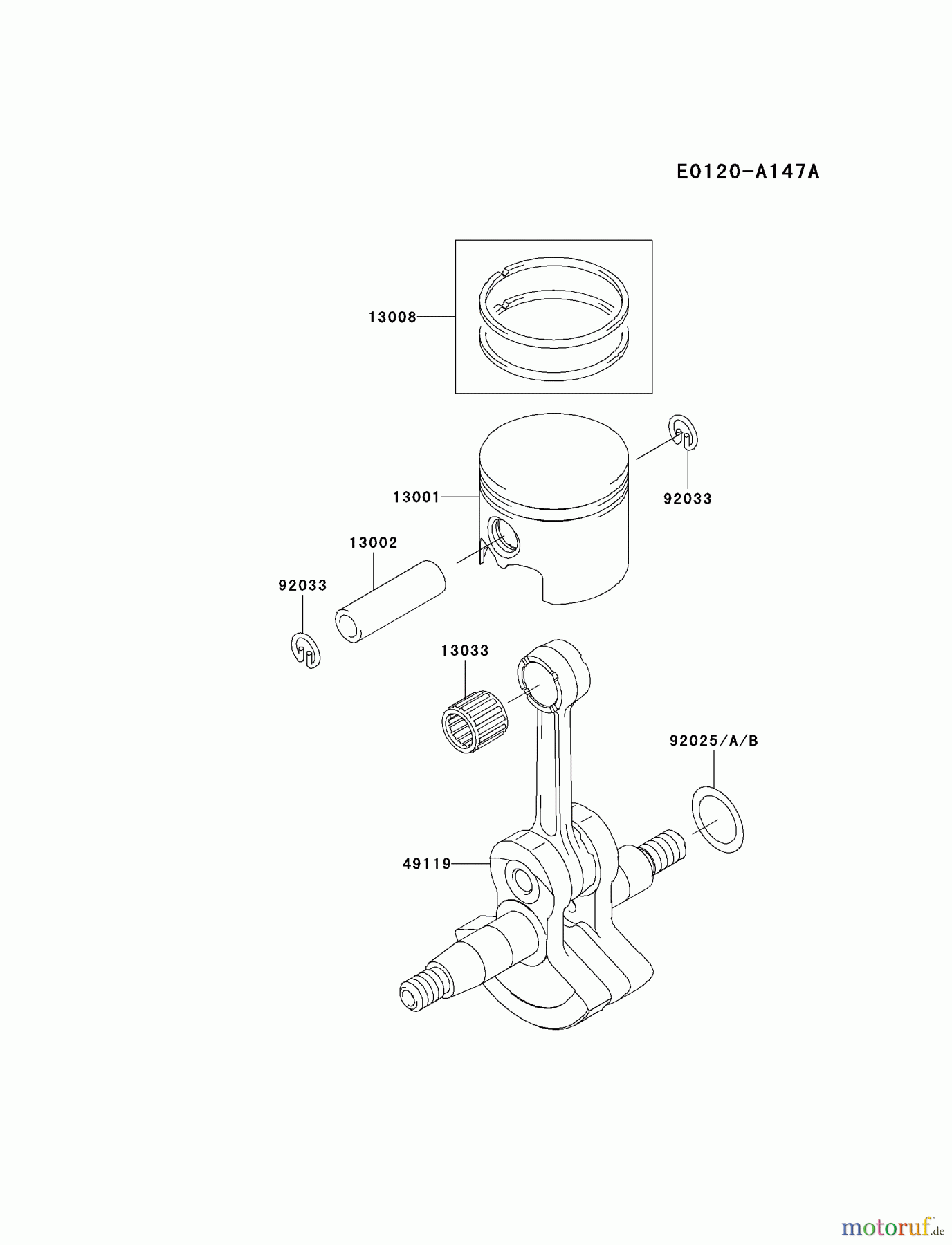  Kawasaki Geräte Trimmer, Faden / Bürste HA034F-AS01 (KBL34A) - Kawasaki Brush Cutter PISTON/CRANKSHAFT