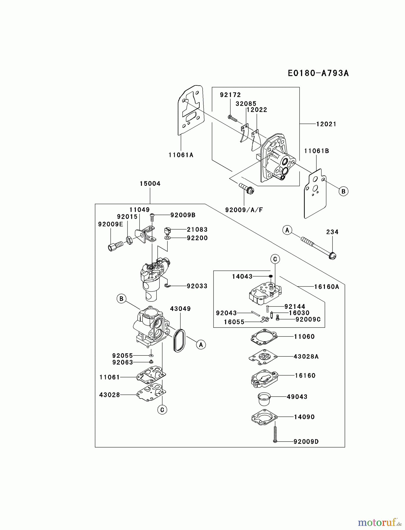  Kawasaki Geräte Trimmer, Faden / Bürste KGT27B-A1 (KGT27B) - Kawasaki Grass Trimmer CARBURETOR