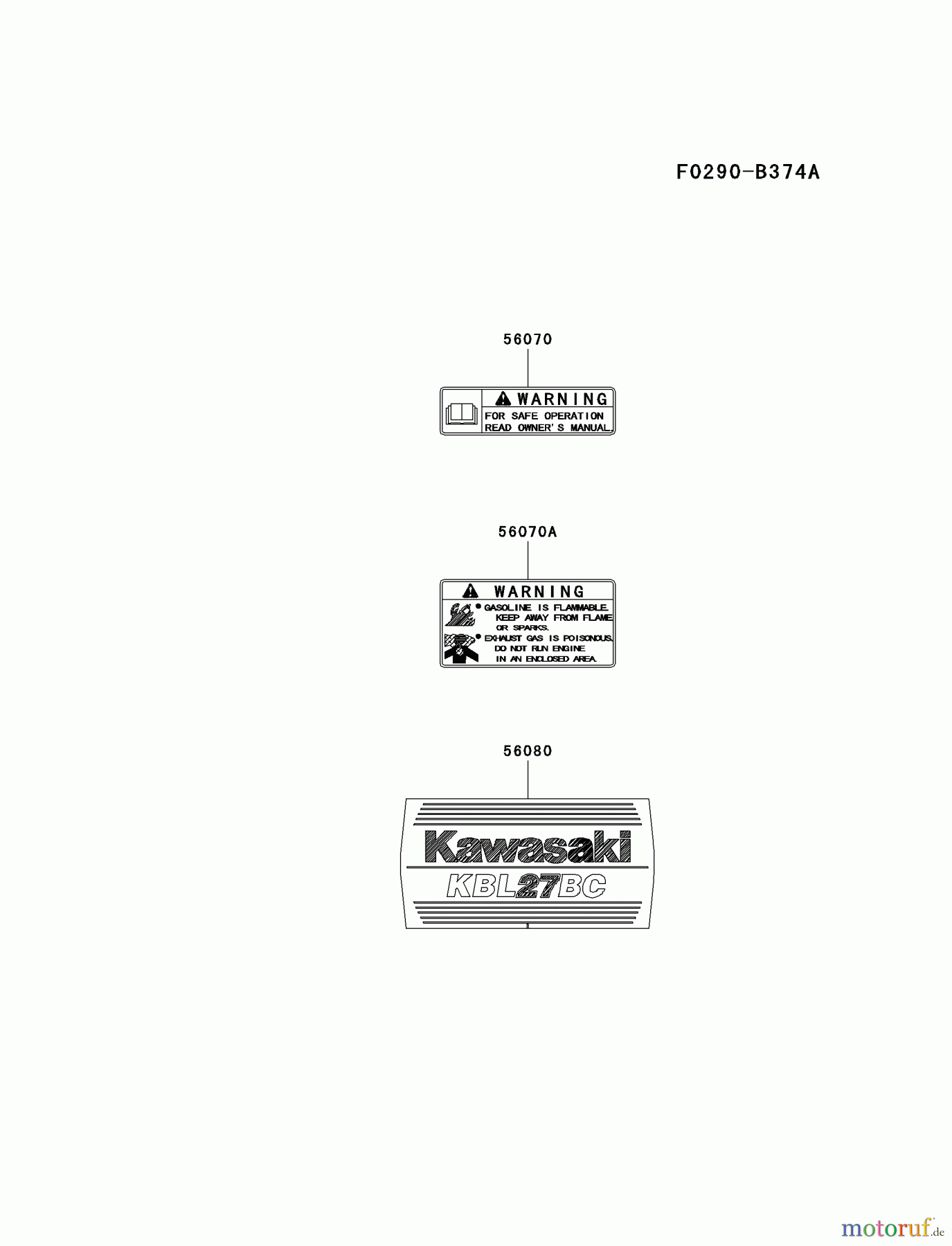  Kawasaki Geräte Trimmer, Faden / Bürste KBL27BC-A1 (KBL27BC) - Kawasaki Brush Cutter LABEL