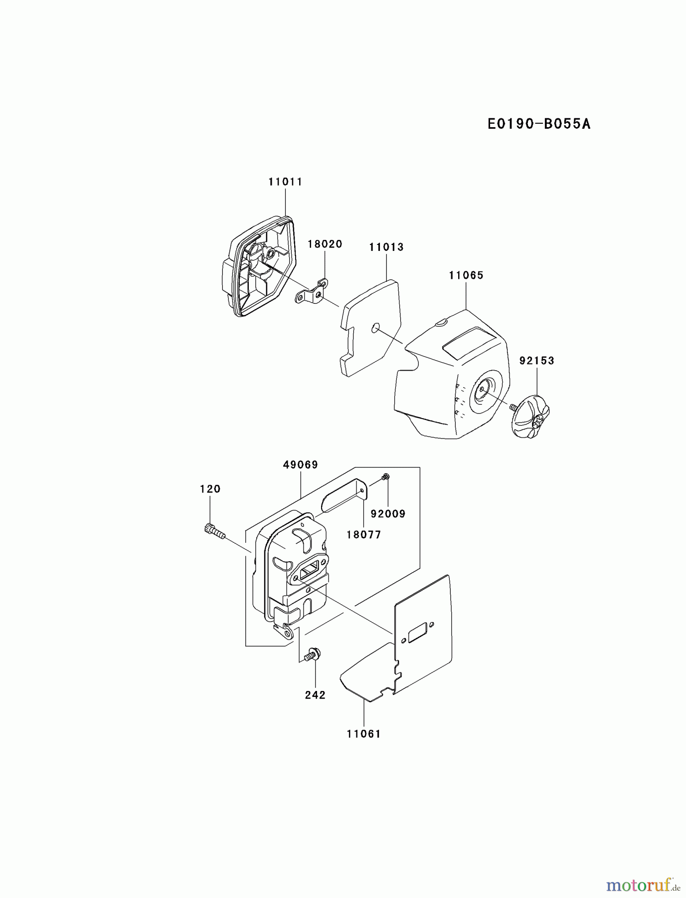  Kawasaki Geräte Trimmer, Faden / Bürste KBL35A-A2 (KBL35A) - Kawasaki Brush Cutter AIR-FILTER/MUFFLER