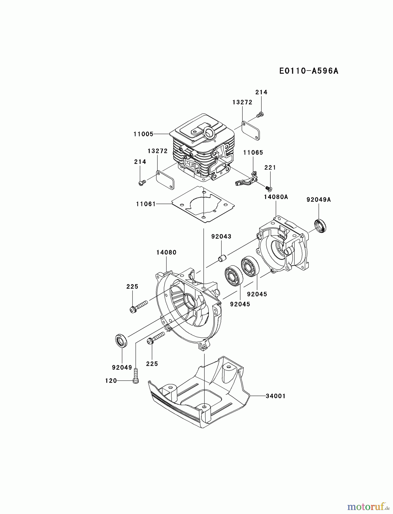  Kawasaki Geräte Trimmer, Faden / Bürste KGT35A-A2 (KGT35A) - Kawasaki Grass Trimmer CYLINDER/CRANKCASE