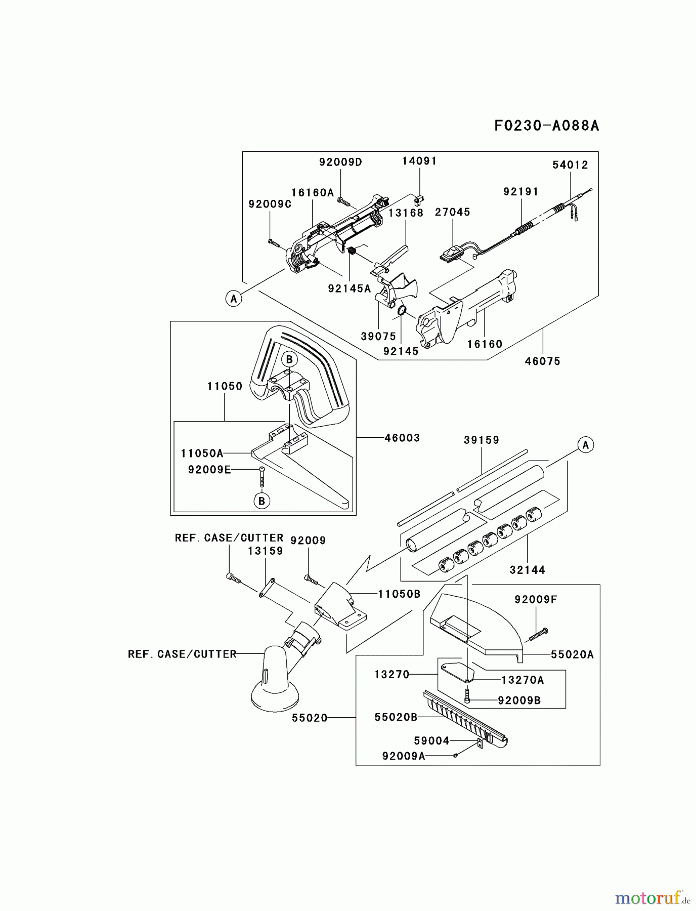  Kawasaki Geräte Trimmer, Faden / Bürste KBL35A-A2 (KBL35A) - Kawasaki Brush Cutter PIPE/HANDLE/GUARD