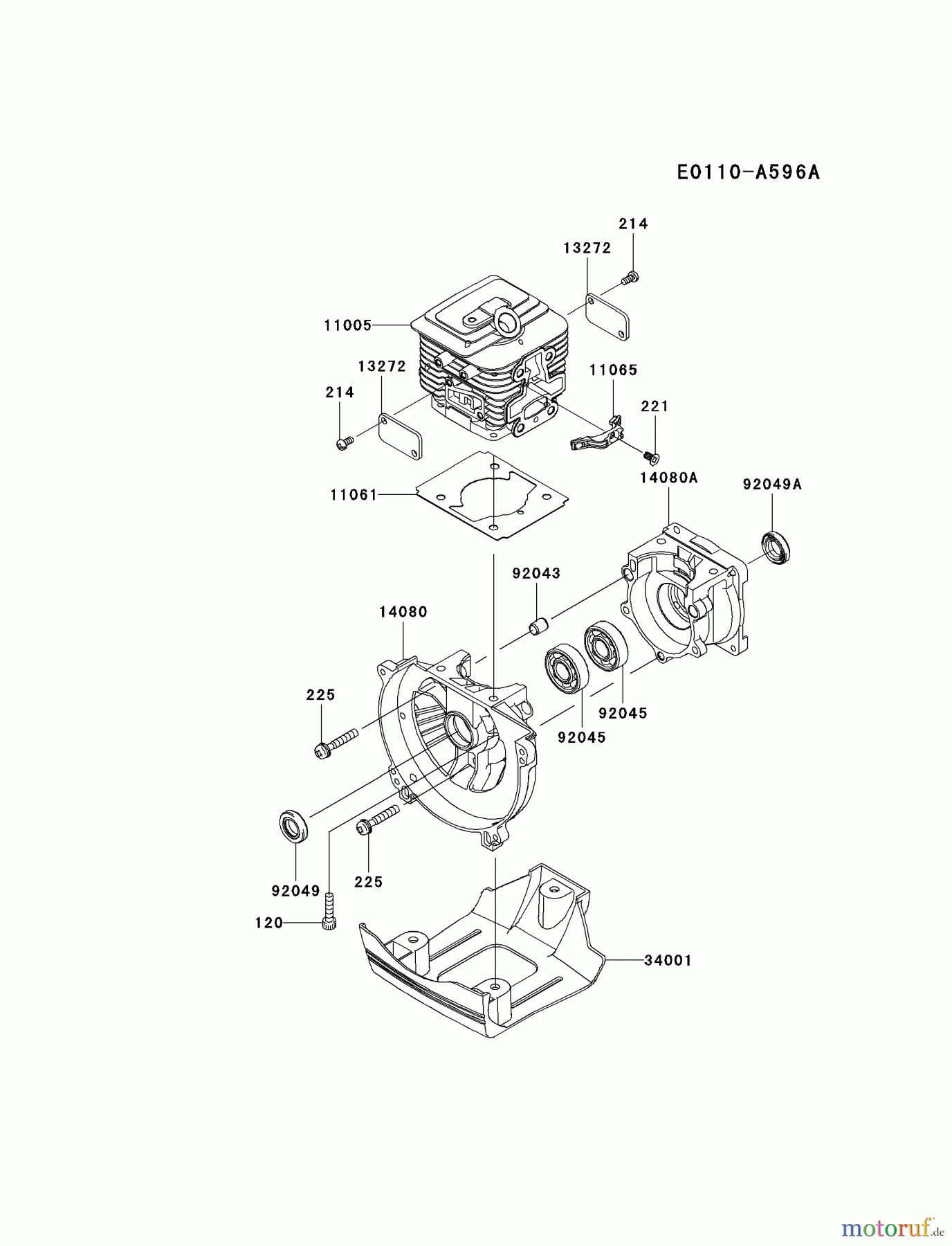  Kawasaki Geräte Trimmer, Faden / Bürste KBL35B-A1 (KBL35B) - Kawasaki Brush Cutter CYLINDER/CRANKCASE