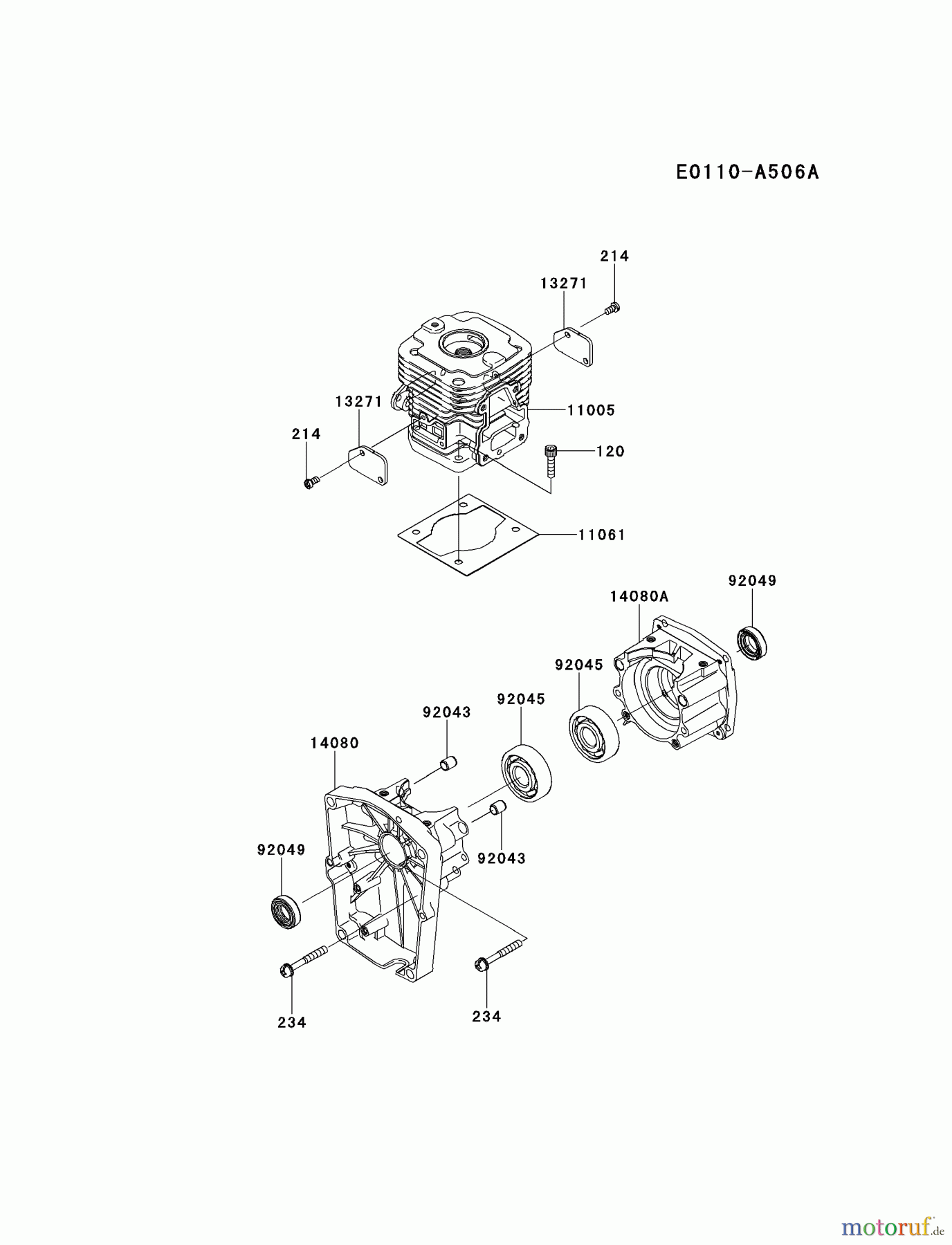  Kawasaki Geräte Bläser / Sauger / Häcksler / Zerkleinerer KRB650B-A5 (KRB650B) - Kawasaki Backpack Blower CYLINDER/CRANKCASE