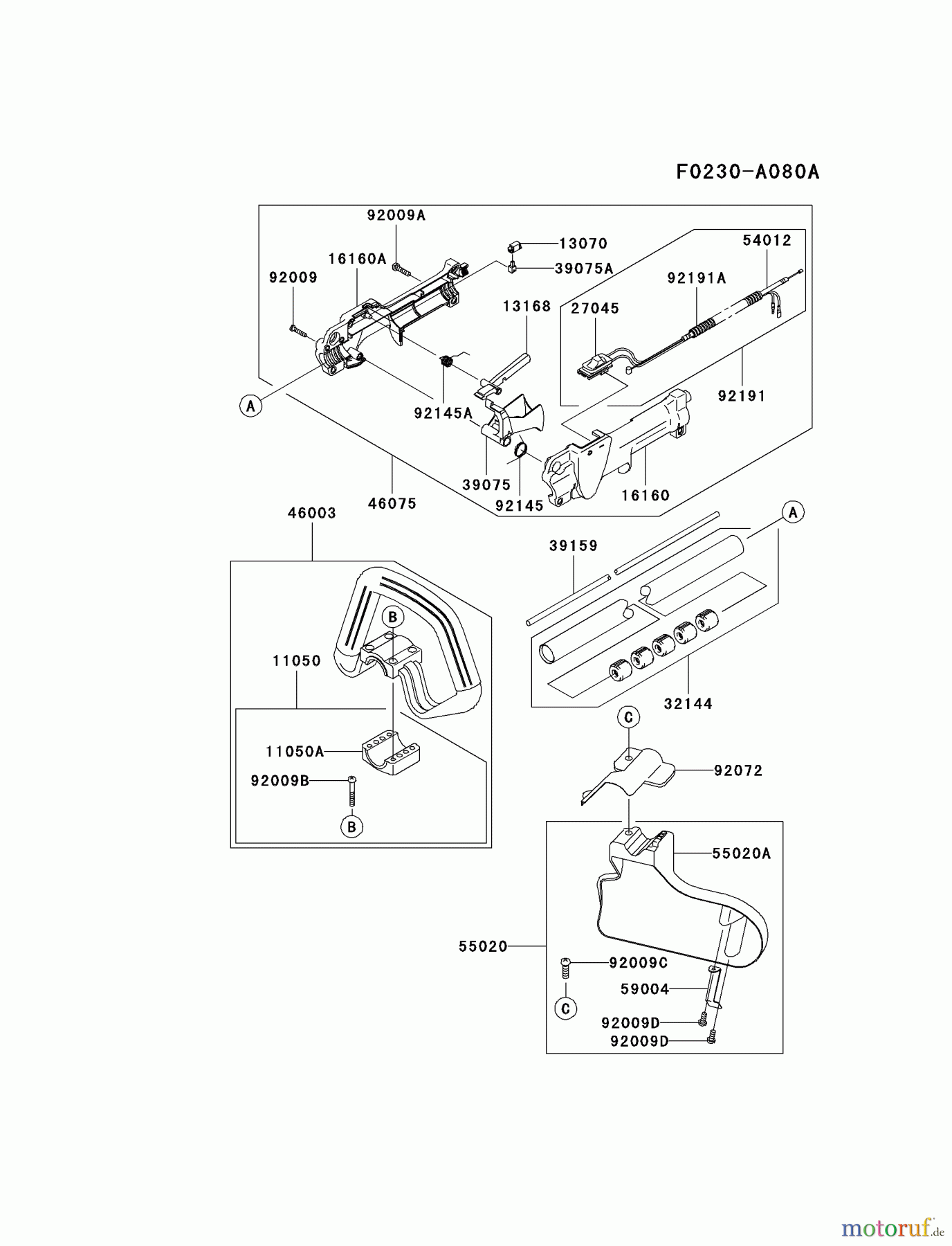  Kawasaki Geräte Trimmer, Faden / Bürste KGT26AC-A1 (KGT26AC) - Kawasaki Grass Trimmer PIPE/HANDLE/GUARD