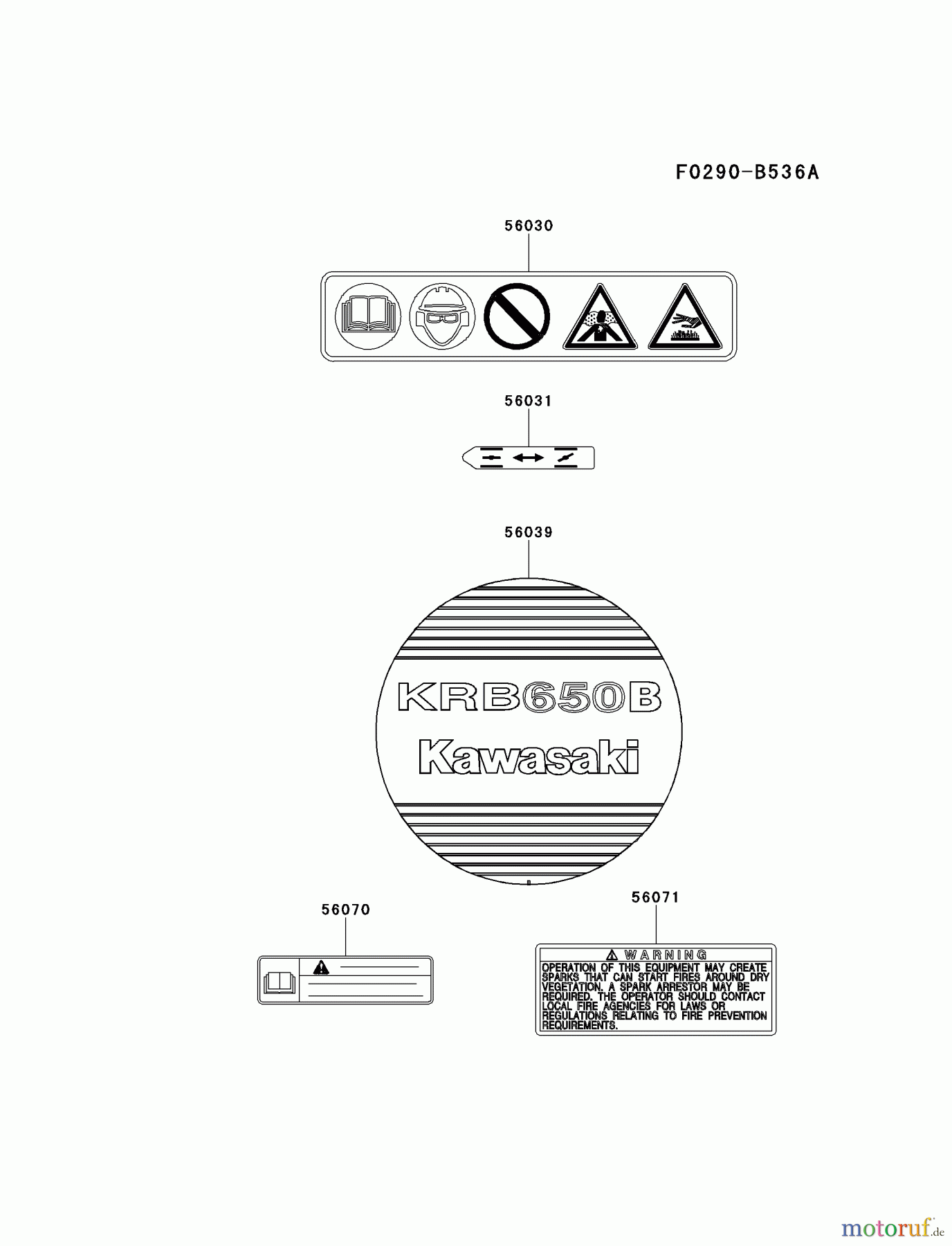  Kawasaki Geräte Bläser / Sauger / Häcksler / Zerkleinerer KRB650B-A5 (KRB650B) - Kawasaki Backpack Blower LABEL