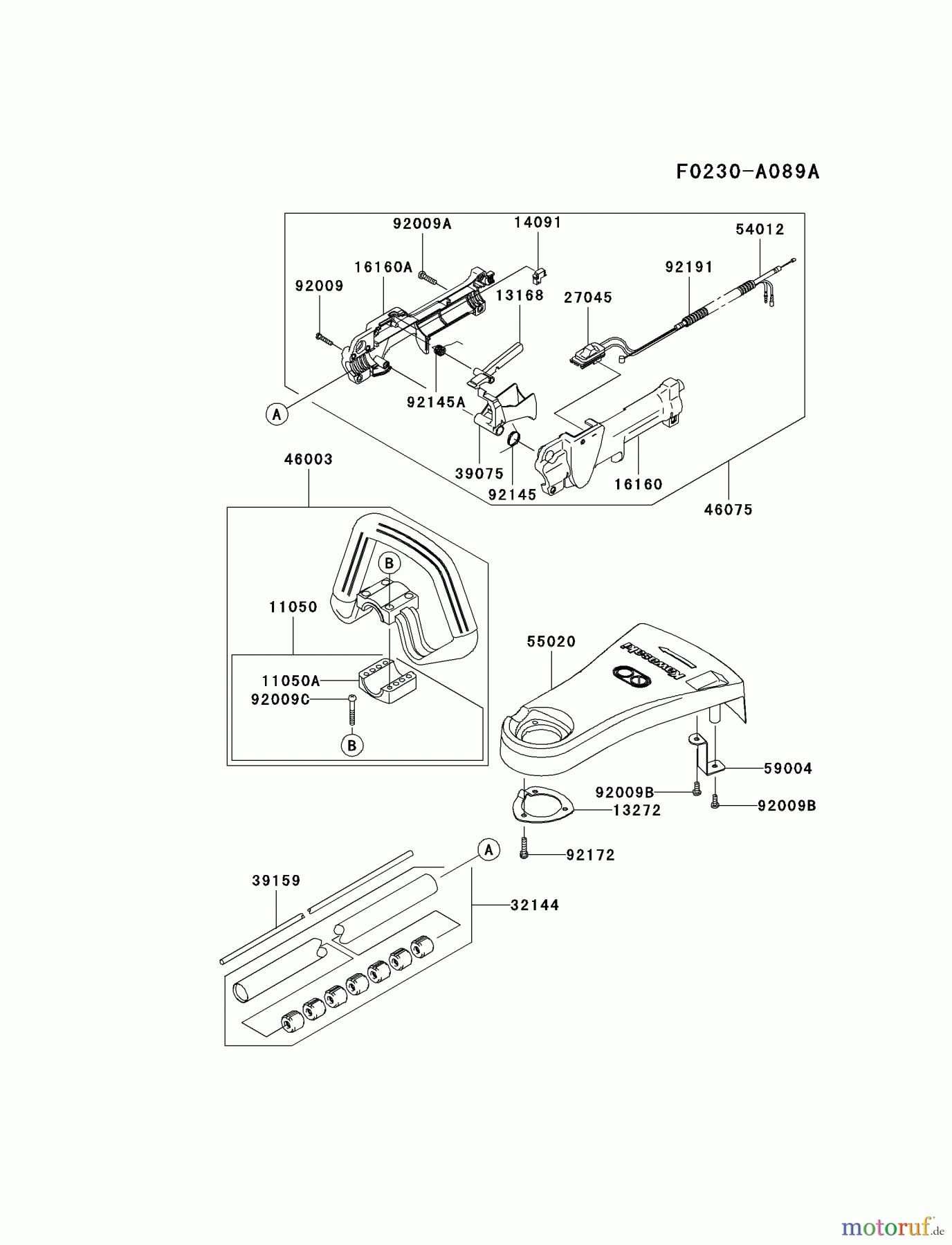  Kawasaki Geräte Trimmer, Faden / Bürste KGT35A-A2 (KGT35A) - Kawasaki Grass Trimmer PIPE/HANDLE/GUARD