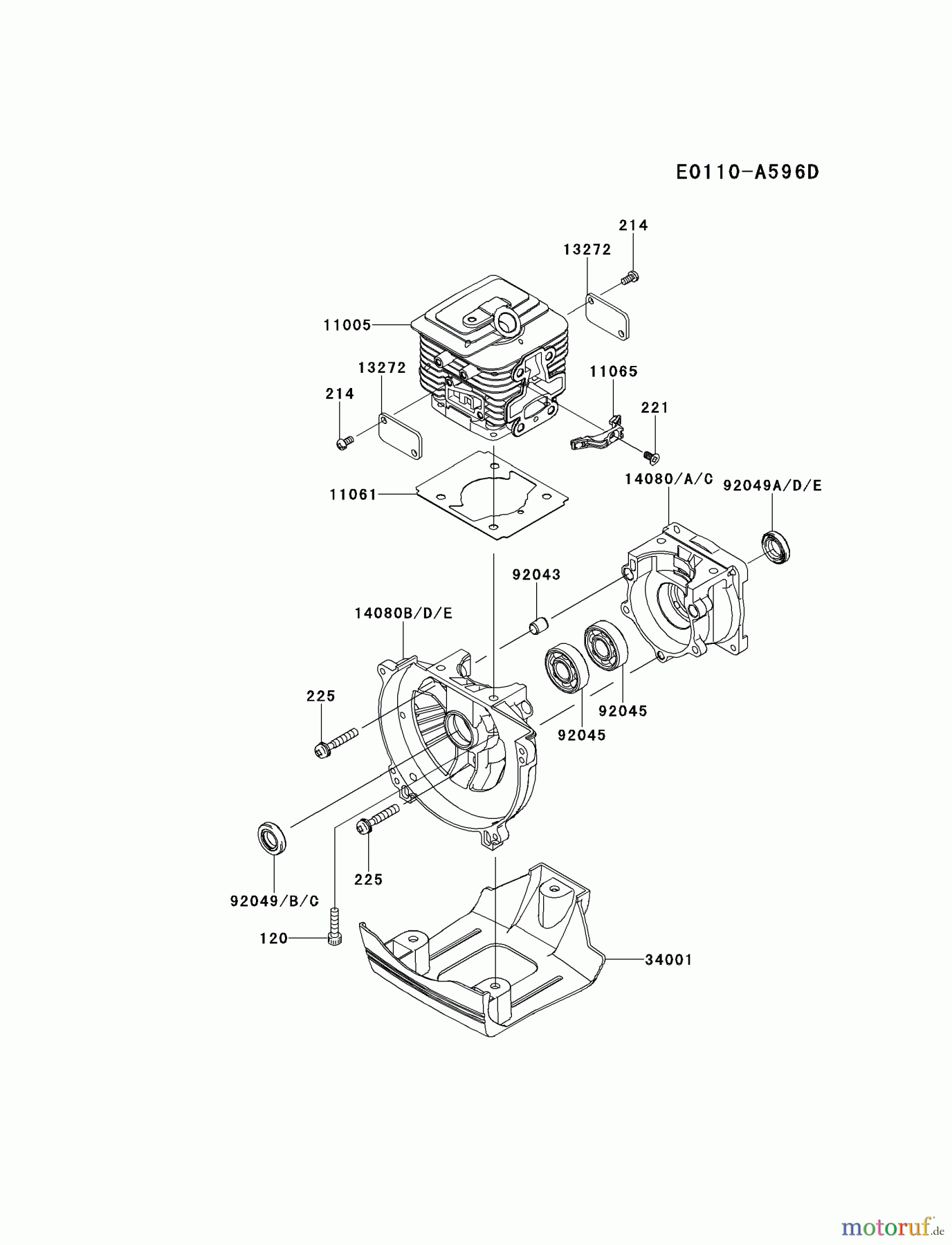  Kawasaki Geräte Trimmer, Faden / Bürste KGT35B-A2 (KGT35B) - Kawasaki Grass Trimmer CYLINDER/CRANKCASE