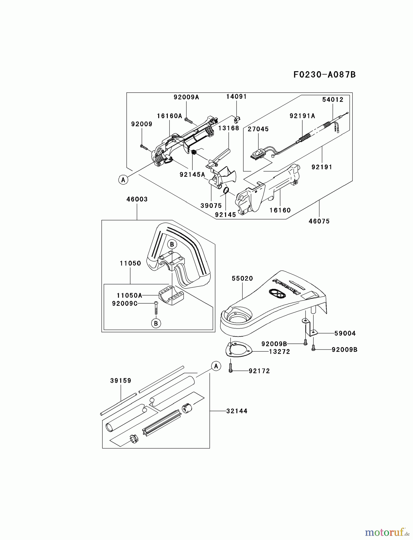  Kawasaki Geräte Trimmer, Faden / Bürste KTF27A-A3 (KTF27A) - Kawasaki Grass Trimmer PIPE/HANDLE/GUARD