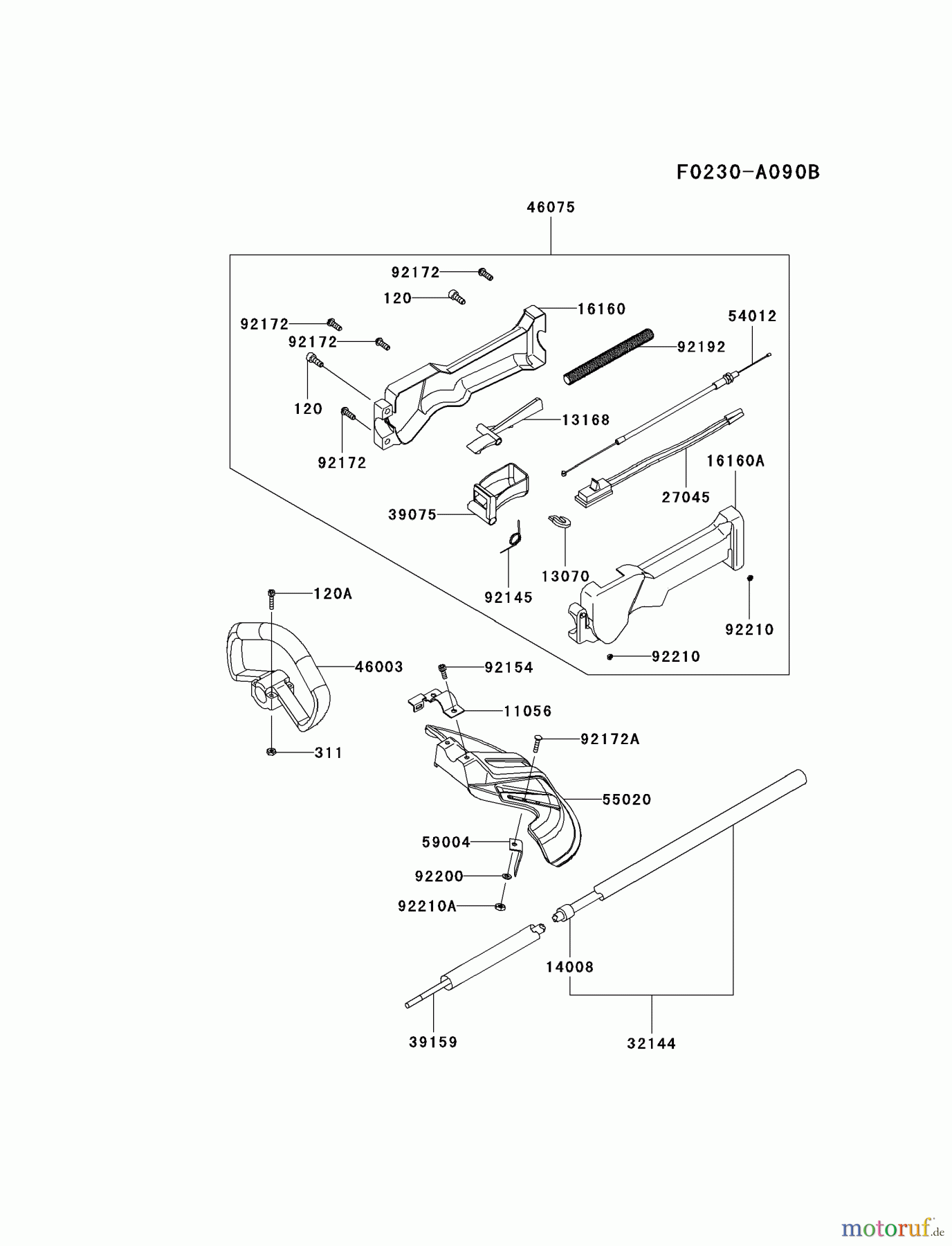  Kawasaki Geräte Trimmer, Faden / Bürste KTFR27A-A2 (KTFR27A) - Kawasaki Grass Trimmer PIPE/HANDLE/GUARD