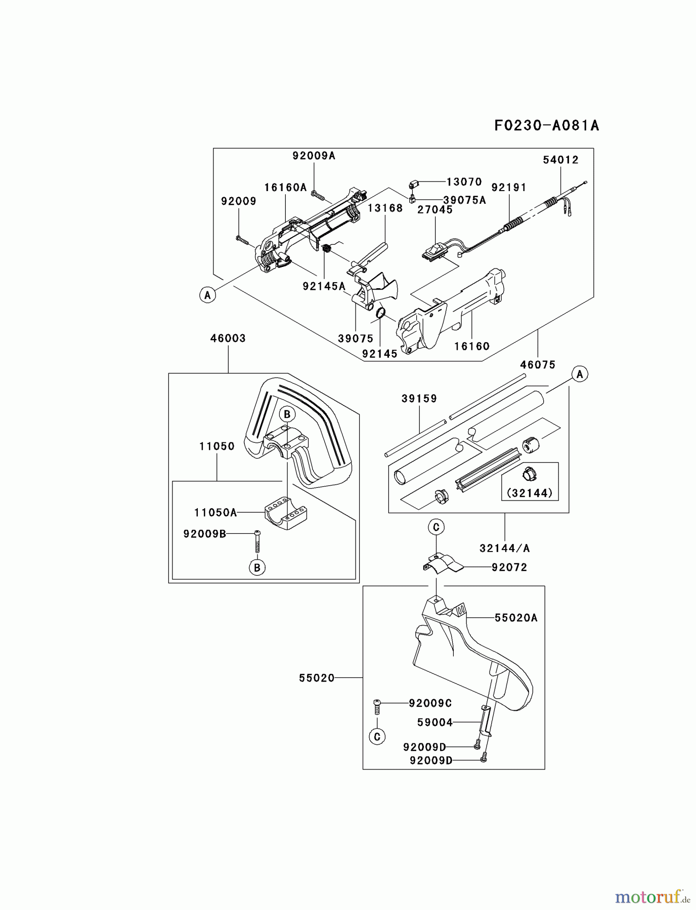  Kawasaki Geräte Trimmer, Faden / Bürste KTR26AC-A3 (KTR26AC) - Kawasaki Grass Trimmer PIPE/HANDLE/GUARD