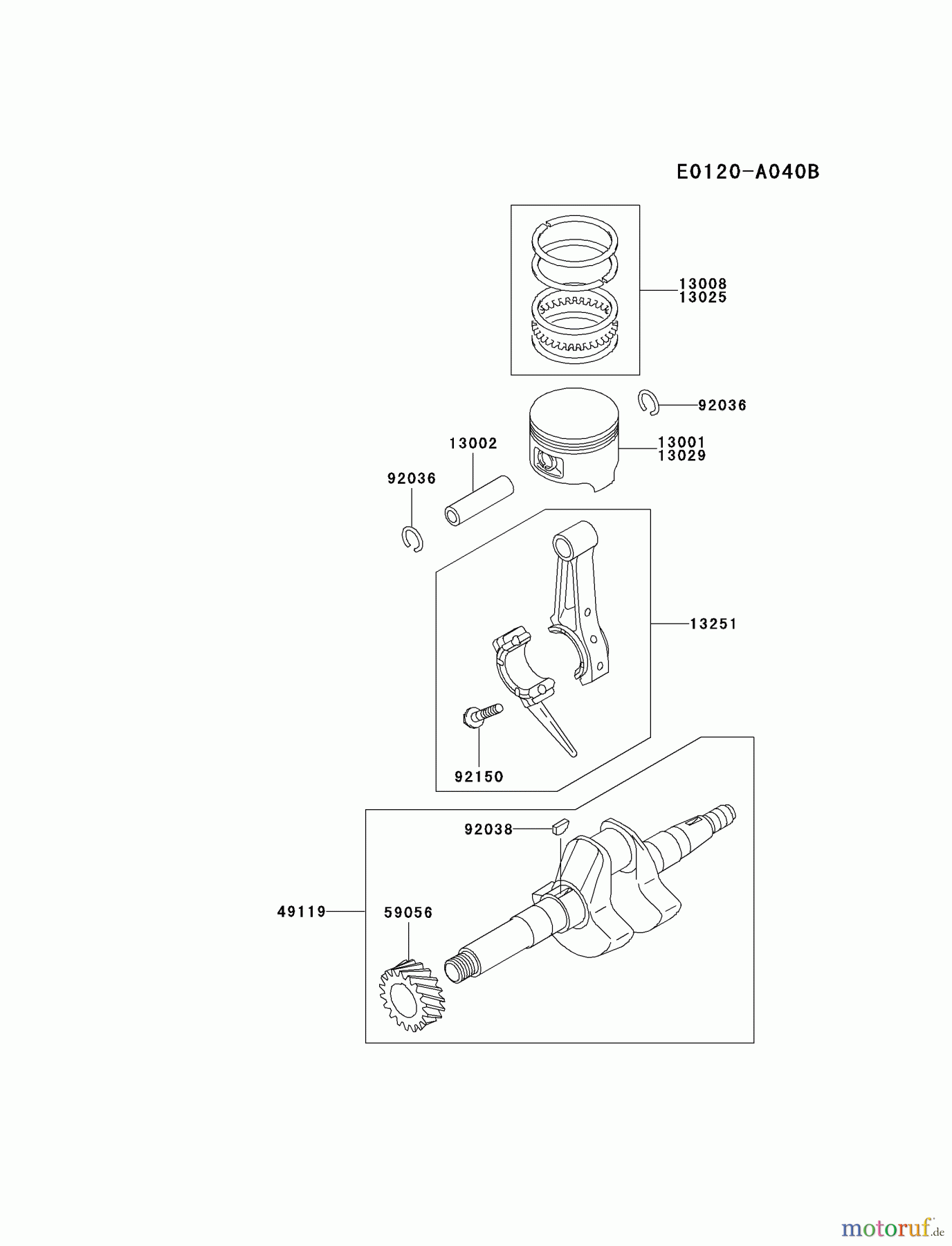  Kawasaki Geräte Wasserpumpen HD050A-BS00 - Kawasaki Semi Trash Pump KWS20A PISTON/CRANKSHAFT