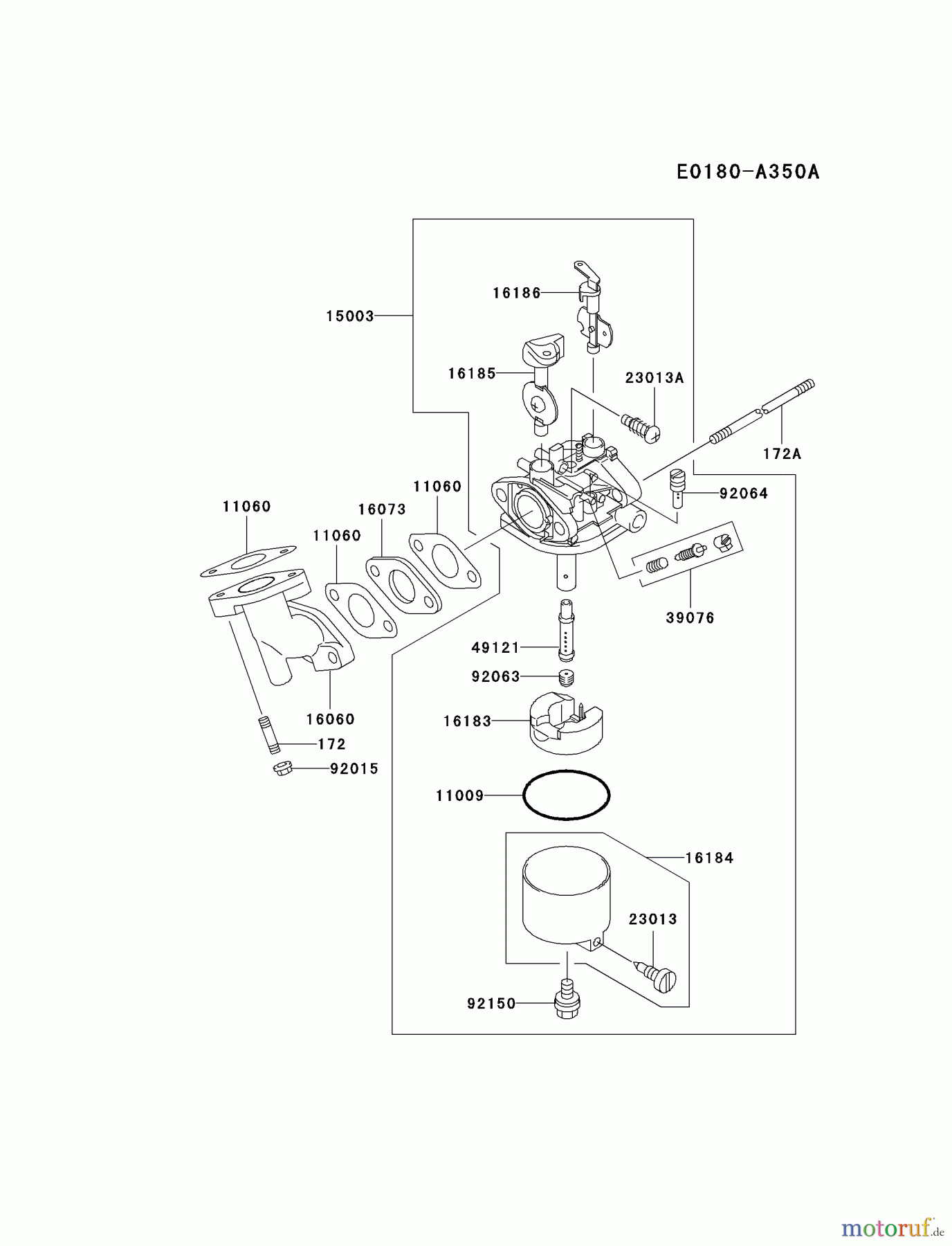  Kawasaki Geräte Wasserpumpen HF050A-BS00 - Kawasaki Trash Pump KWT20A CARBURETOR