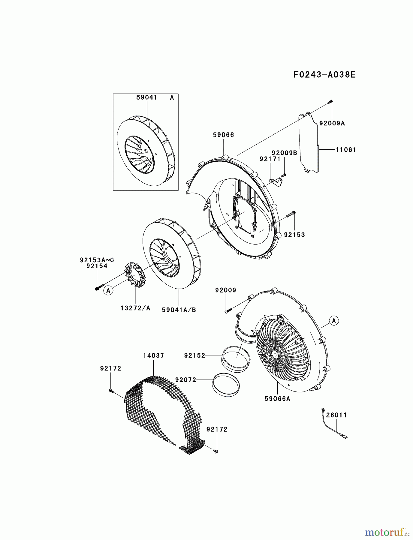  Kawasaki Geräte Bläser / Sauger / Häcksler / Zerkleinerer KRB750A-A1 (KRB750A) - Kawasaki Backpack Blower HOUSING