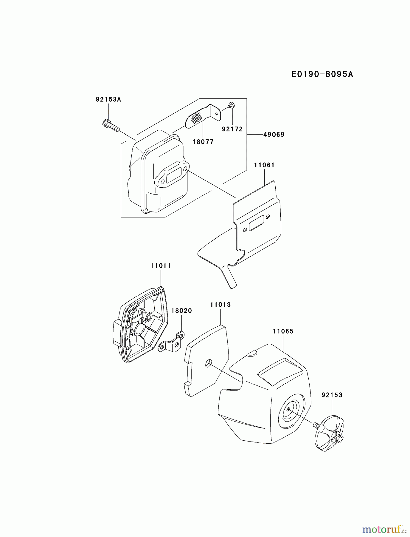  Kawasaki Geräte Trimmer, Faden / Bürste HA027X-BS00 (KGT27C) - Kawasaki Grass Trimmer AIR-FILTER/MUFFLER