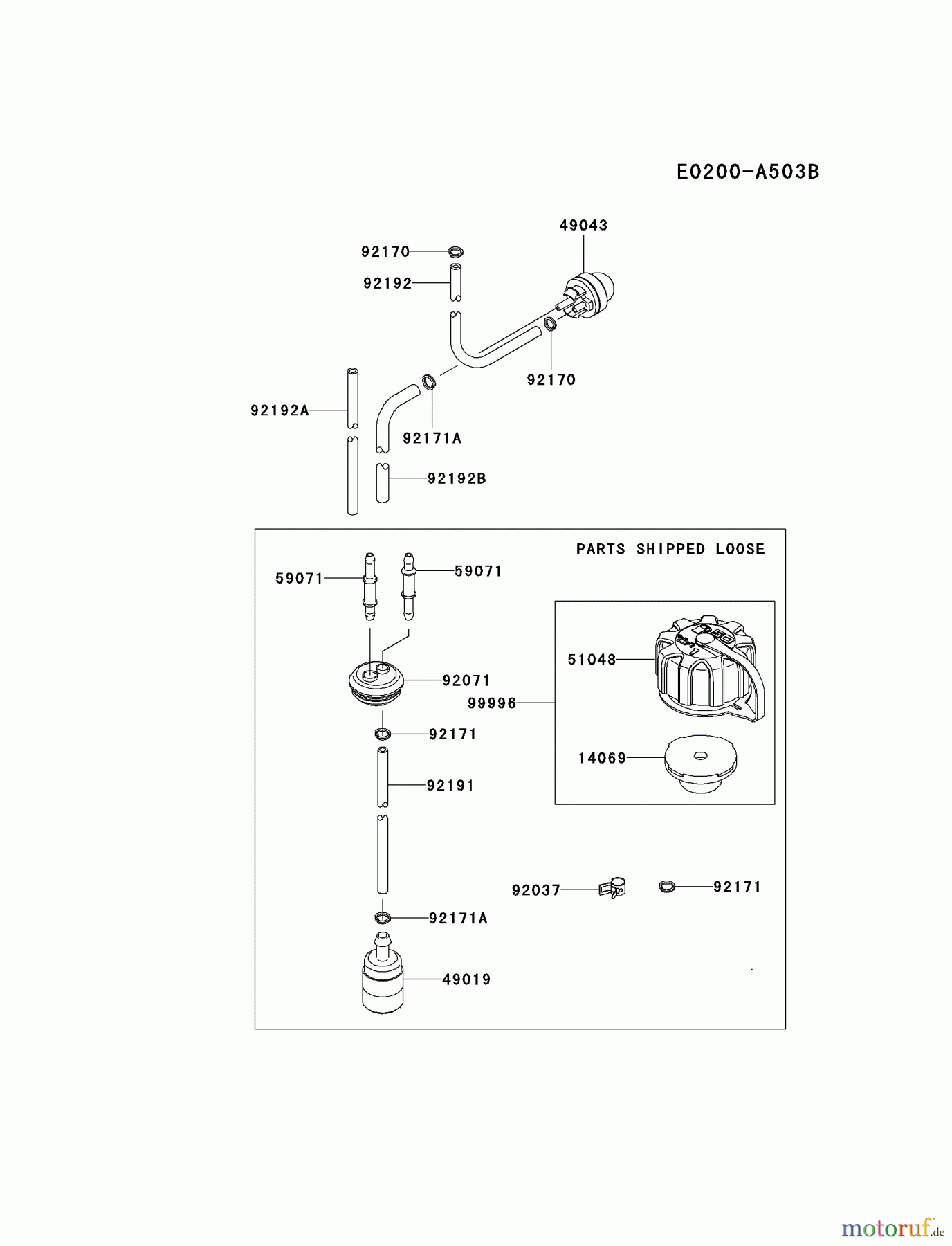  Kawasaki Geräte Bläser / Sauger / Häcksler / Zerkleinerer KRB750AC-A2 (KRB750AC) - Kawasaki Backpack Blower FUEL-TANK/FUEL-VALVE