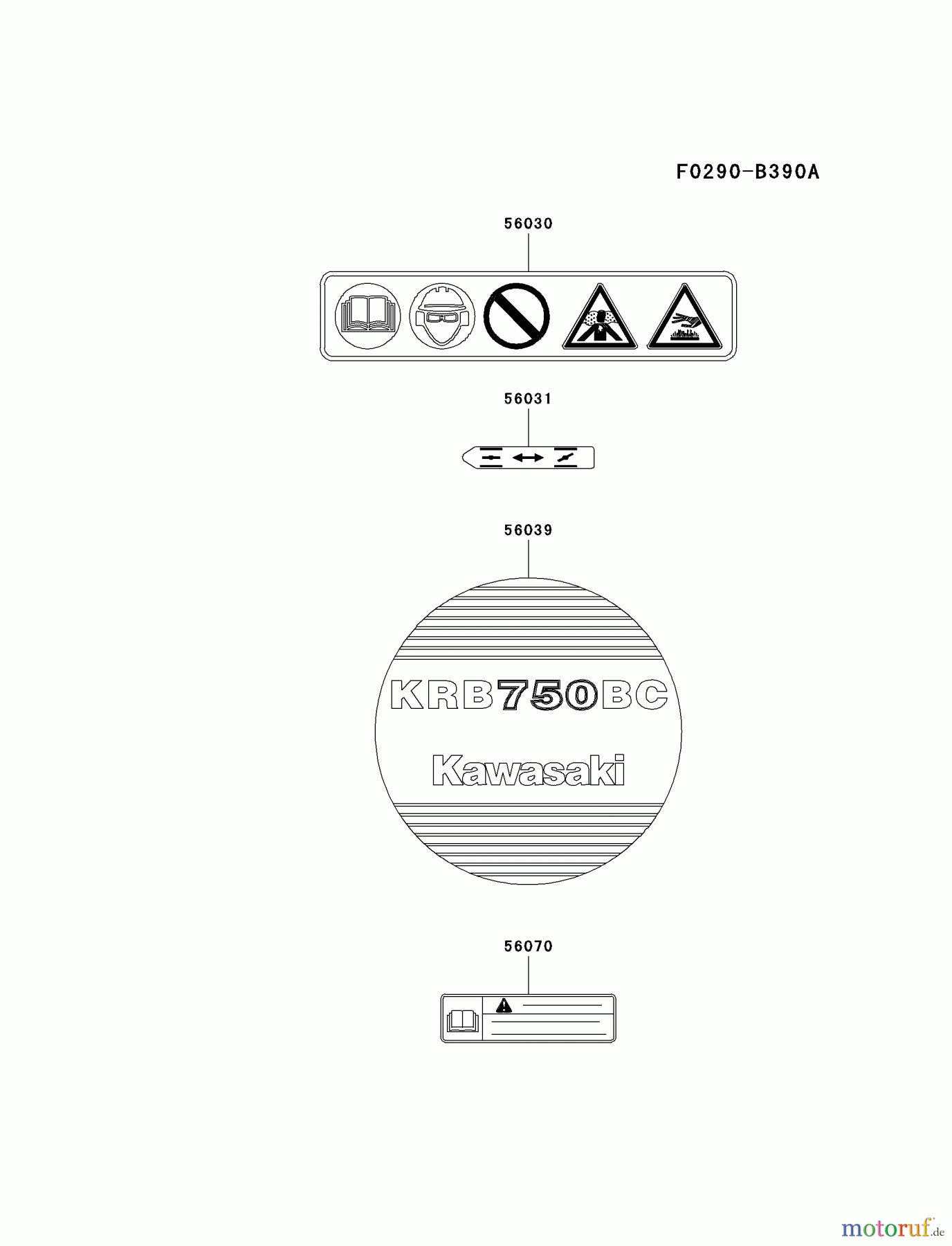  Kawasaki Geräte Bläser / Sauger / Häcksler / Zerkleinerer KRB750BC-A2 (KRB750BC) - Kawasaki Backpack Blower LABEL