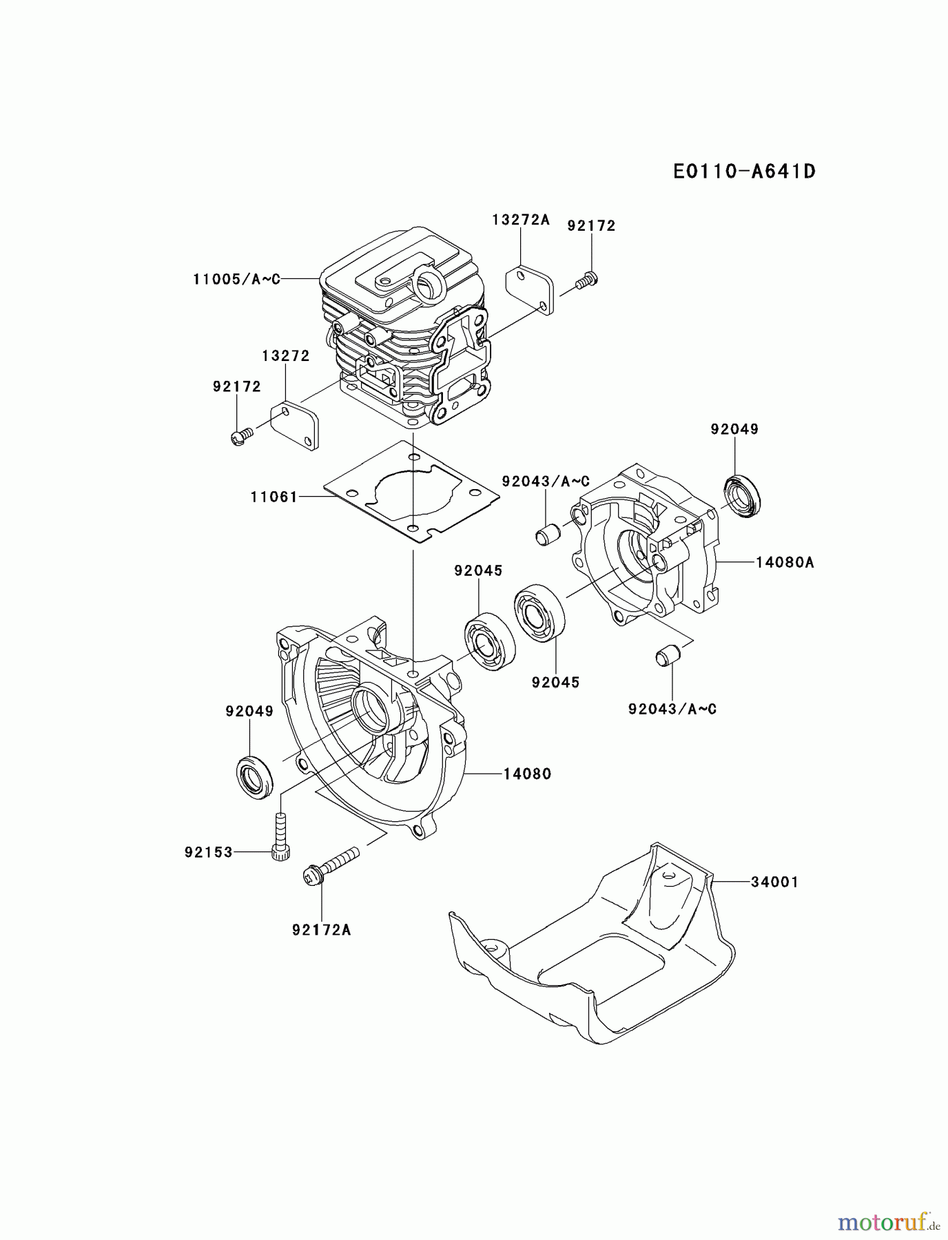  Kawasaki Geräte Kantenschneider KEL27B-A6 (KEL27B) - Kawasaki Edger CYLINDER/CRANKCASE