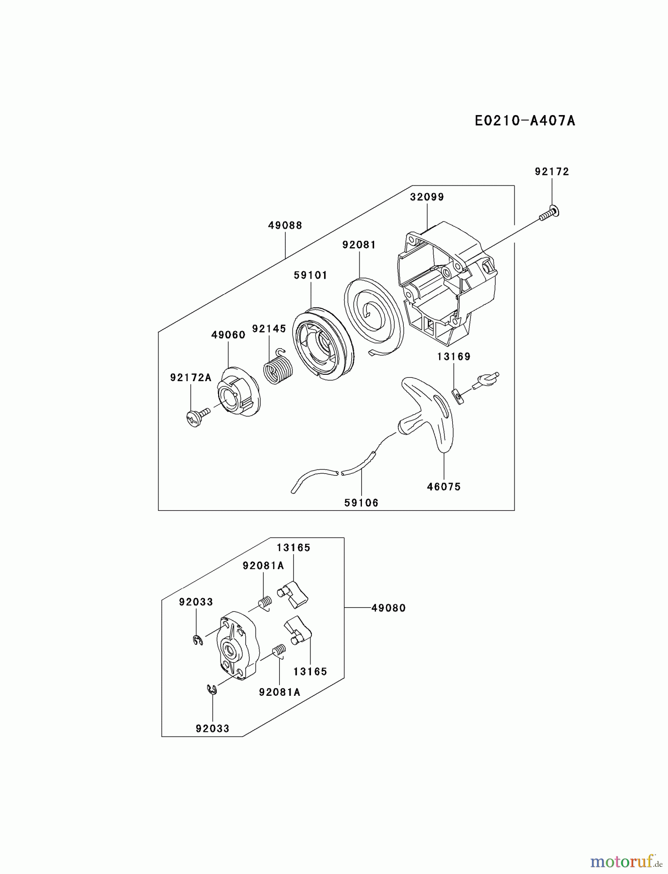  Kawasaki Geräte Trimmer, Faden / Bürste KBL27BC-A1 (KBL27BC) - Kawasaki Brush Cutter STARTER