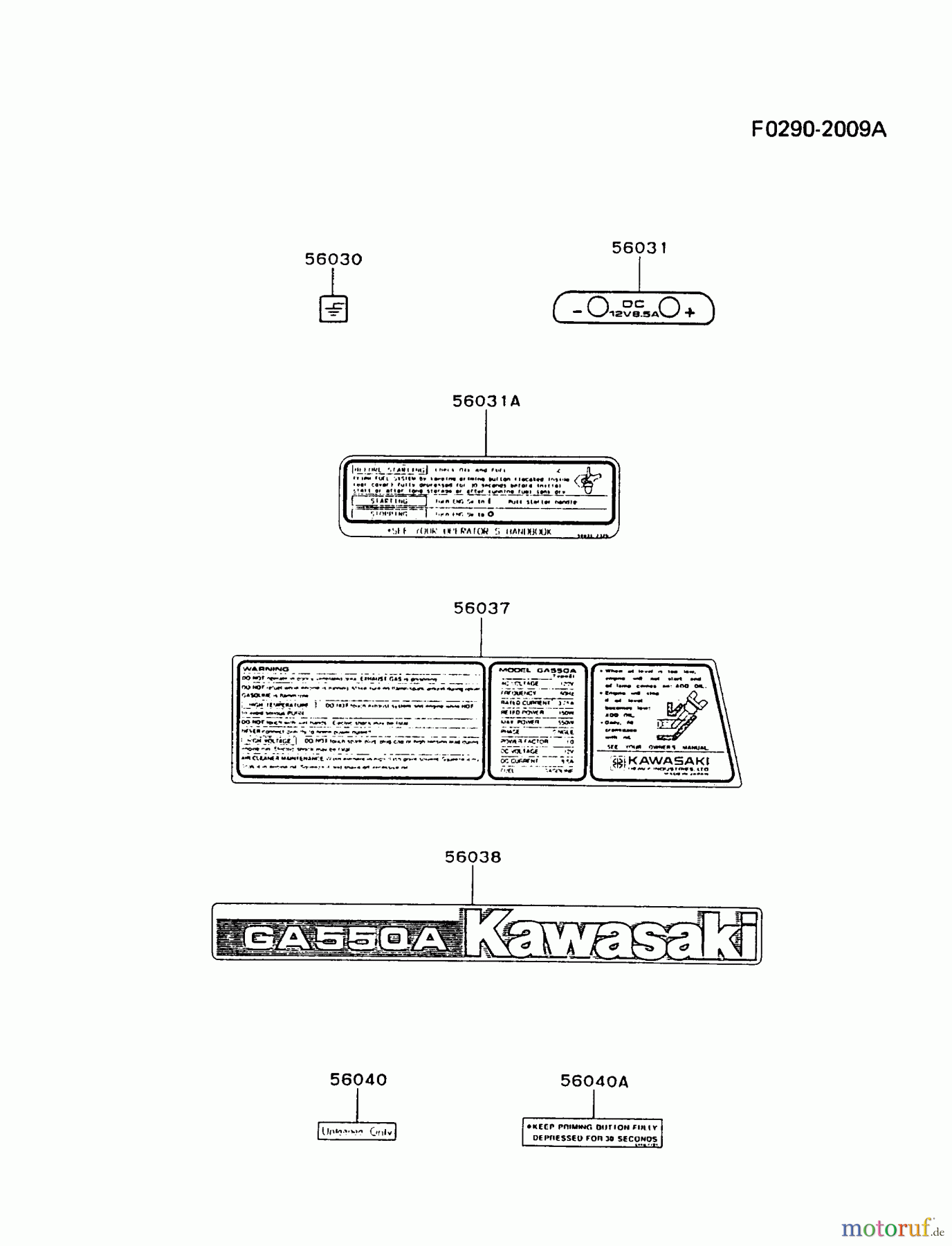  Kawasaki Geräte Stromerzeuger GA550A-BS00 (GA550A) - Kawasaki Generator LABEL